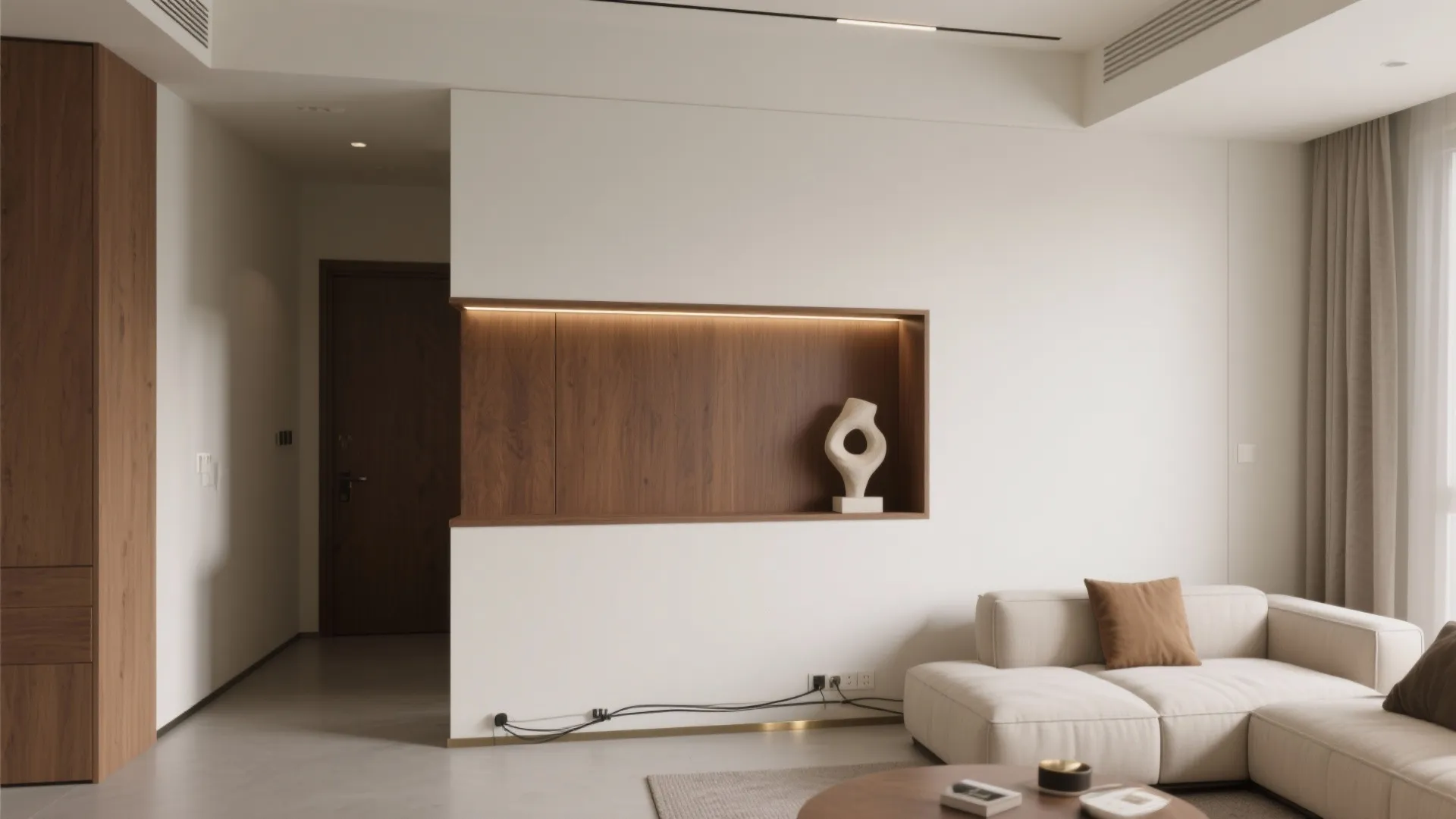 Half-Height Solid Wall with Built-In Niche