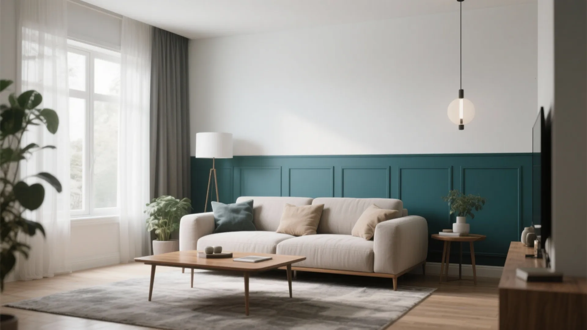 2. Painted Half-Wall Paneling