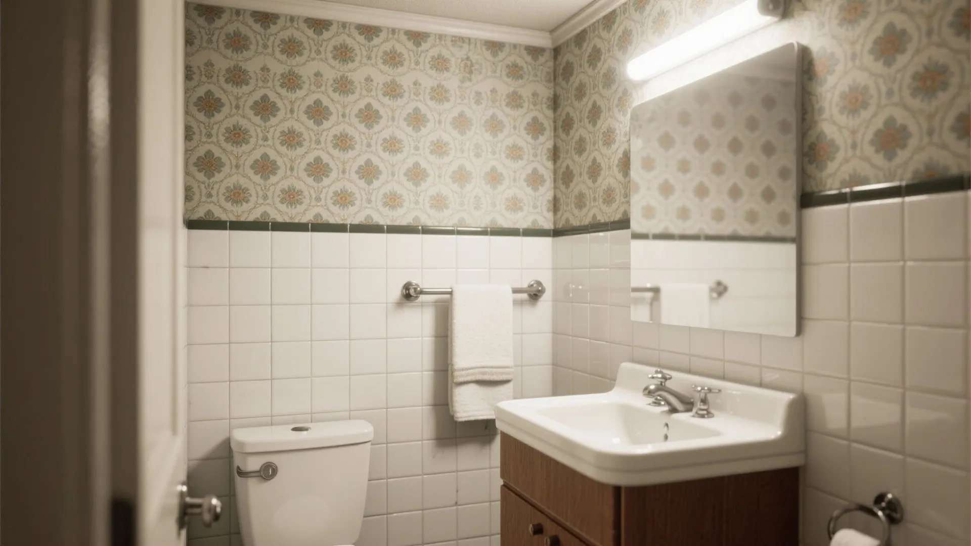 4. Patterned half-wall with tile or paint below