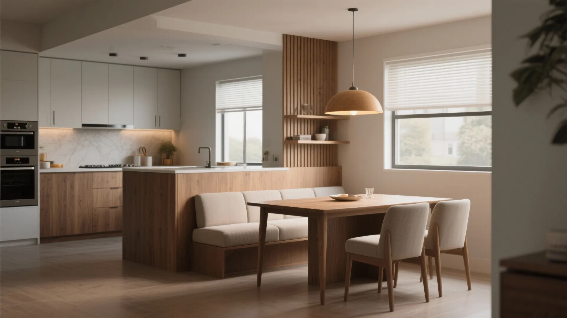 2. Use a partial height divider (half wall or peninsula)