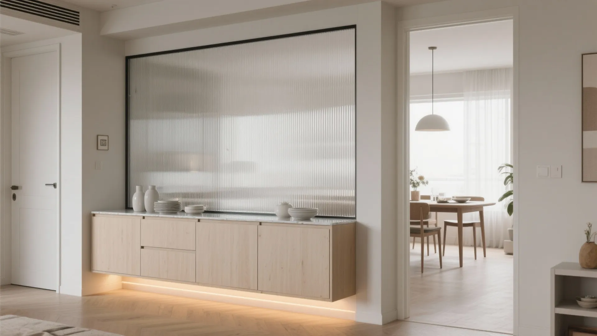 Half-Height Storage Walls with Glass Top