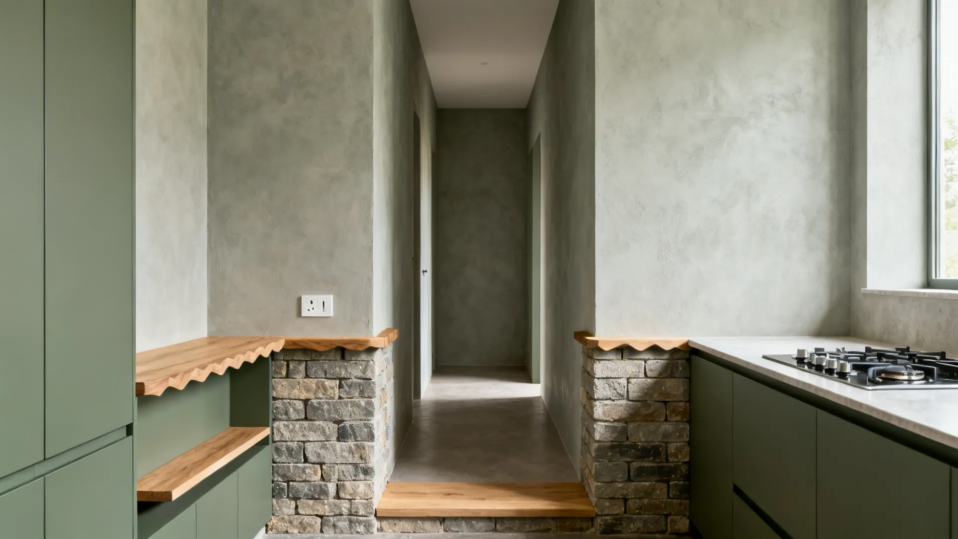 Half-Height Partition With Open Shelf