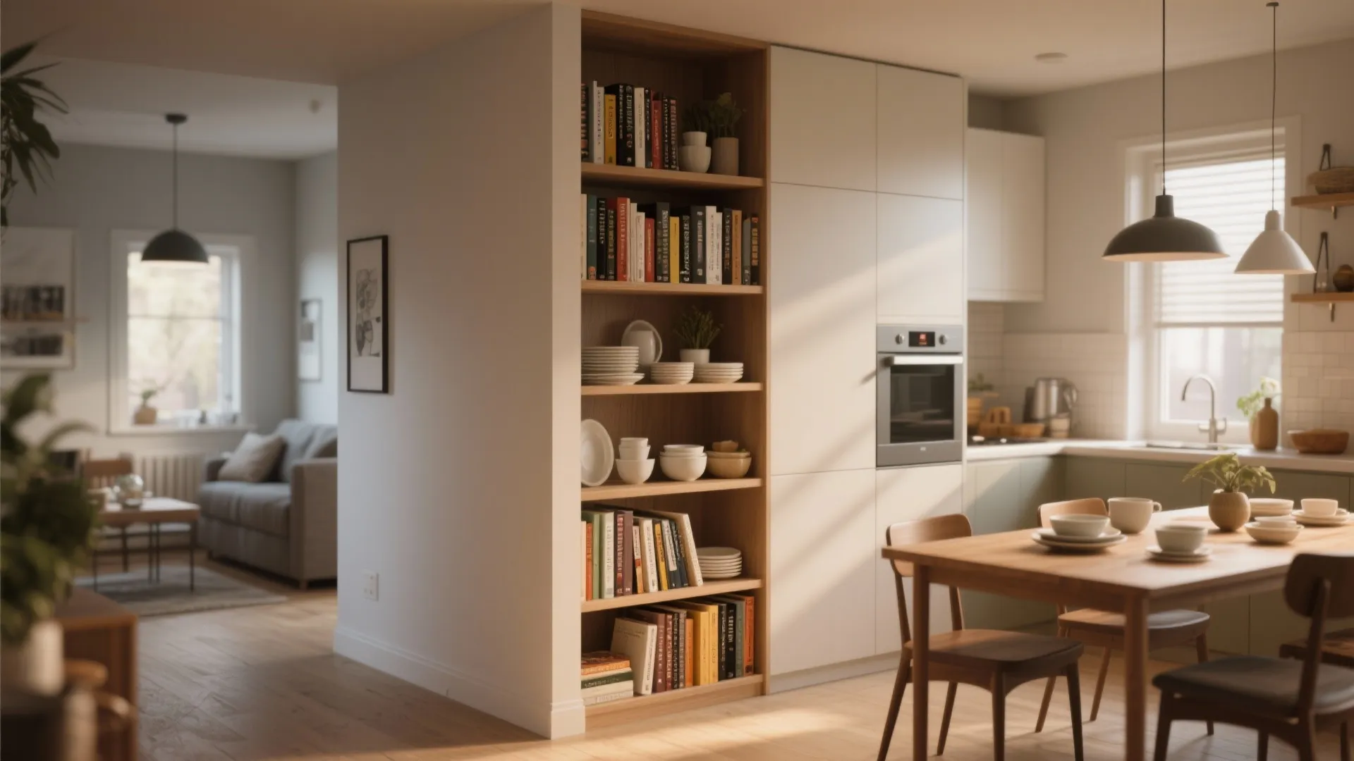 Half Wall With Open Shelving