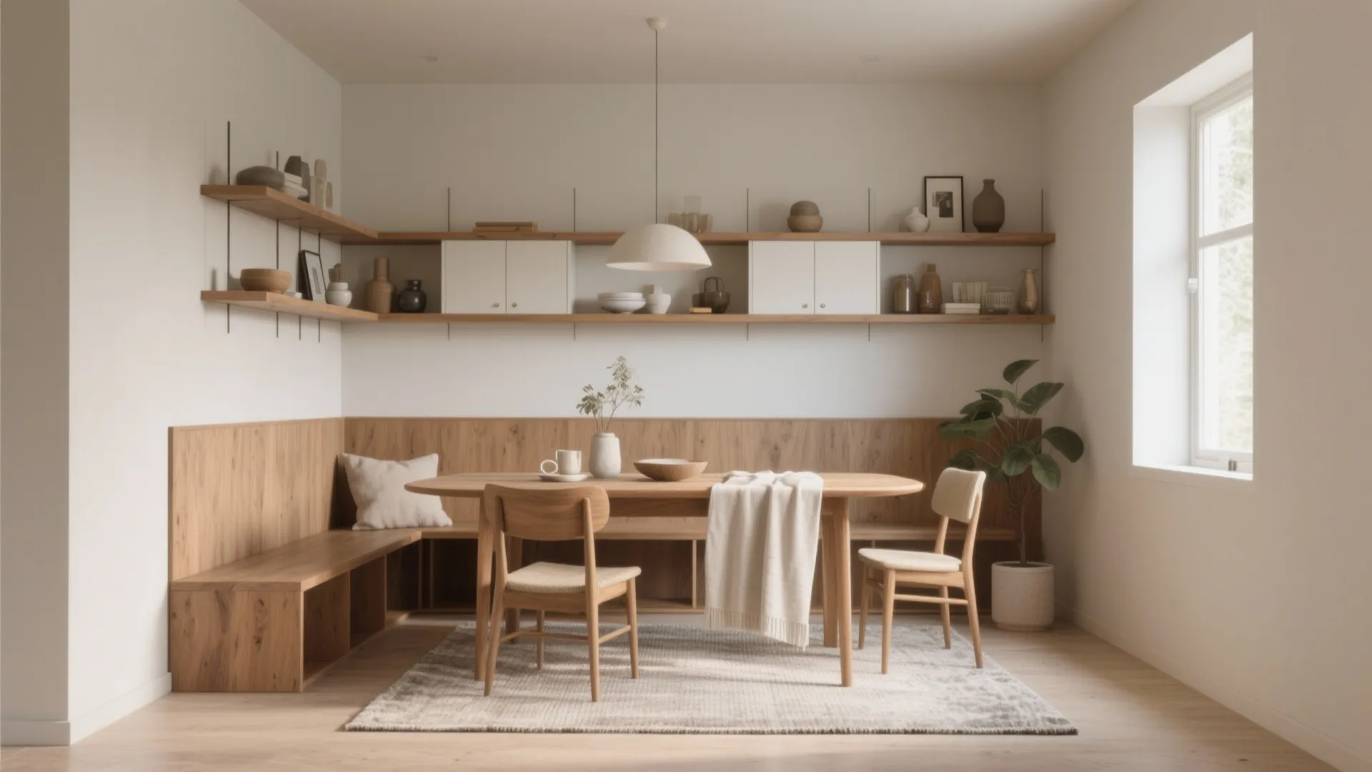 3. Zone with open shelving and half-walls