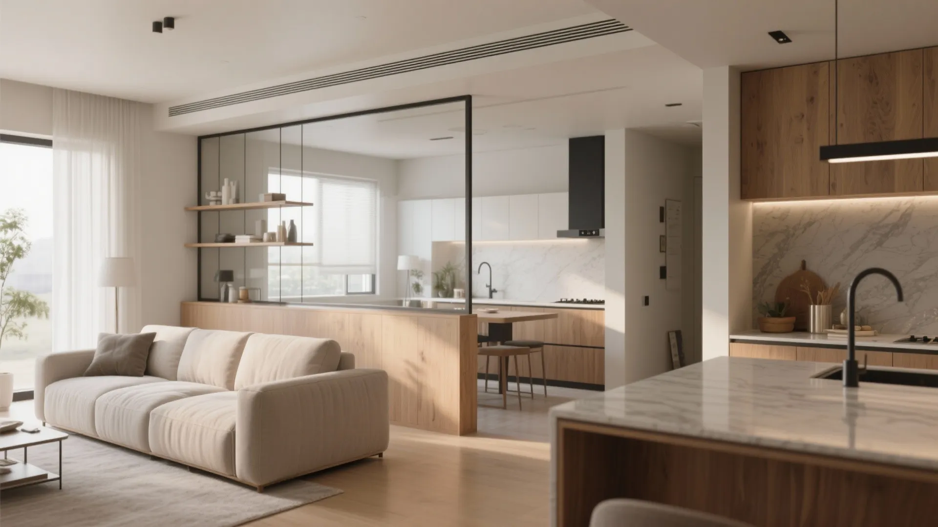 1. Open sightlines with partial walls