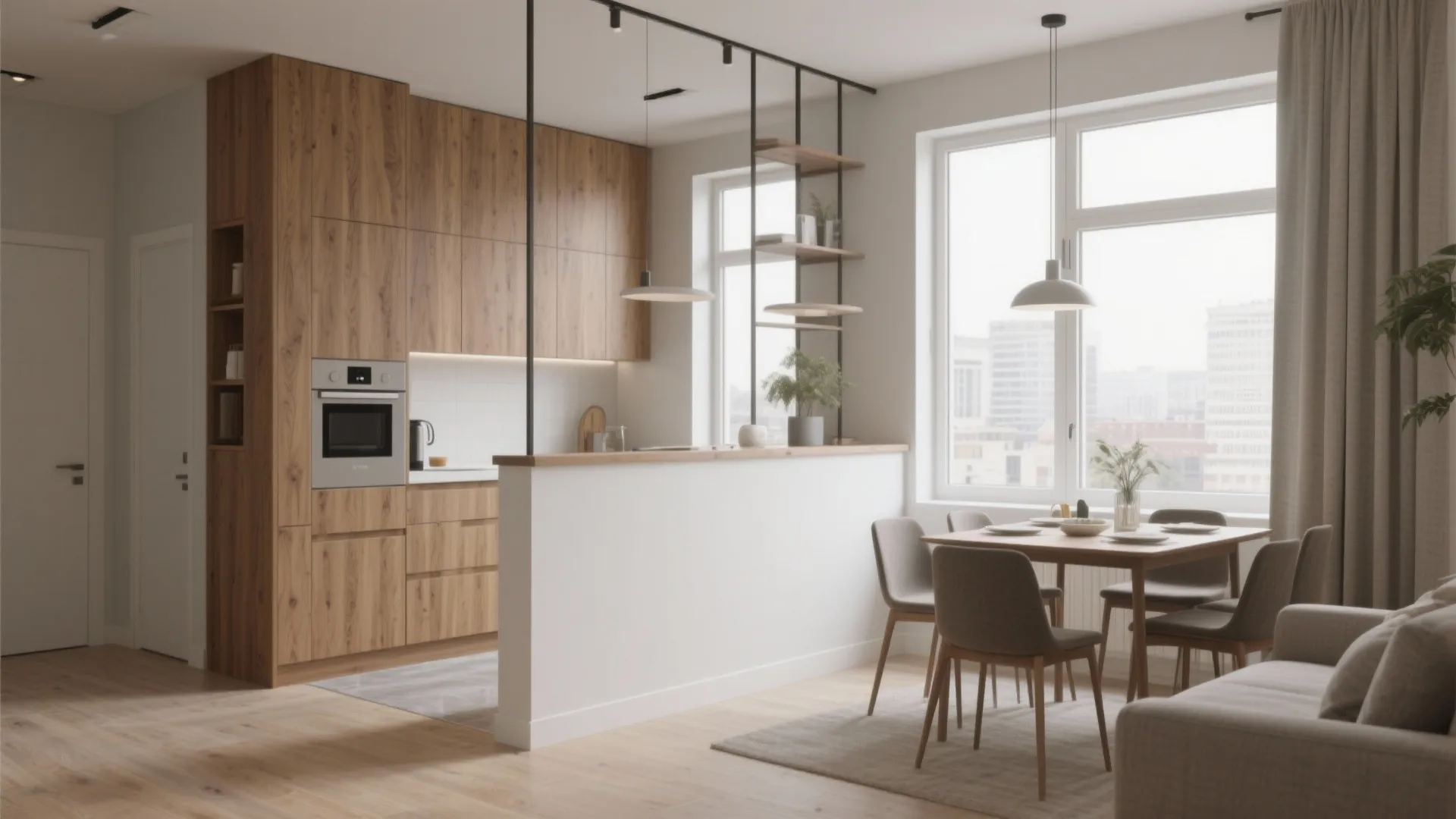 5. Half Wall with Built-in Storage