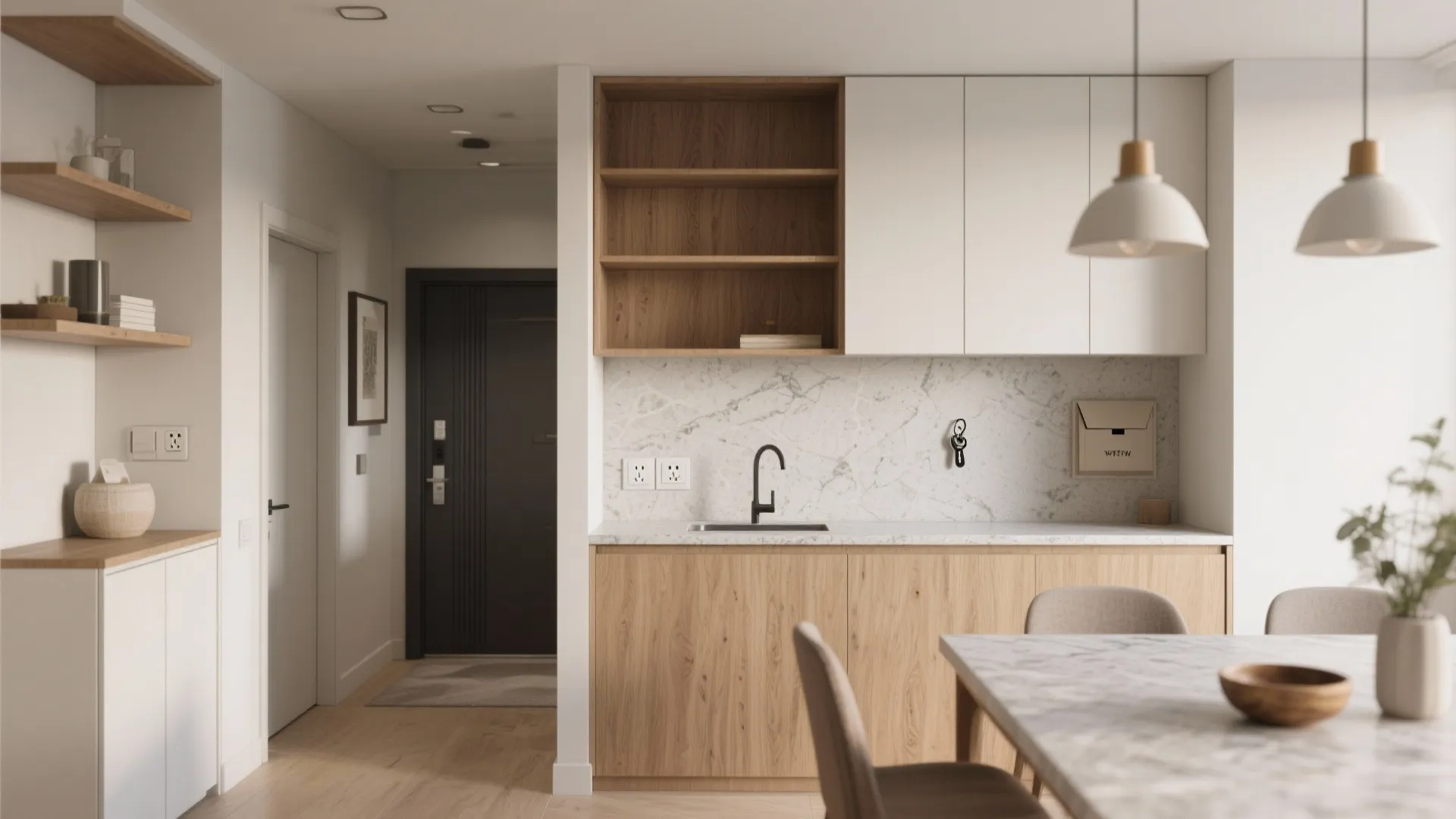 Half Wall with Built-In Storage