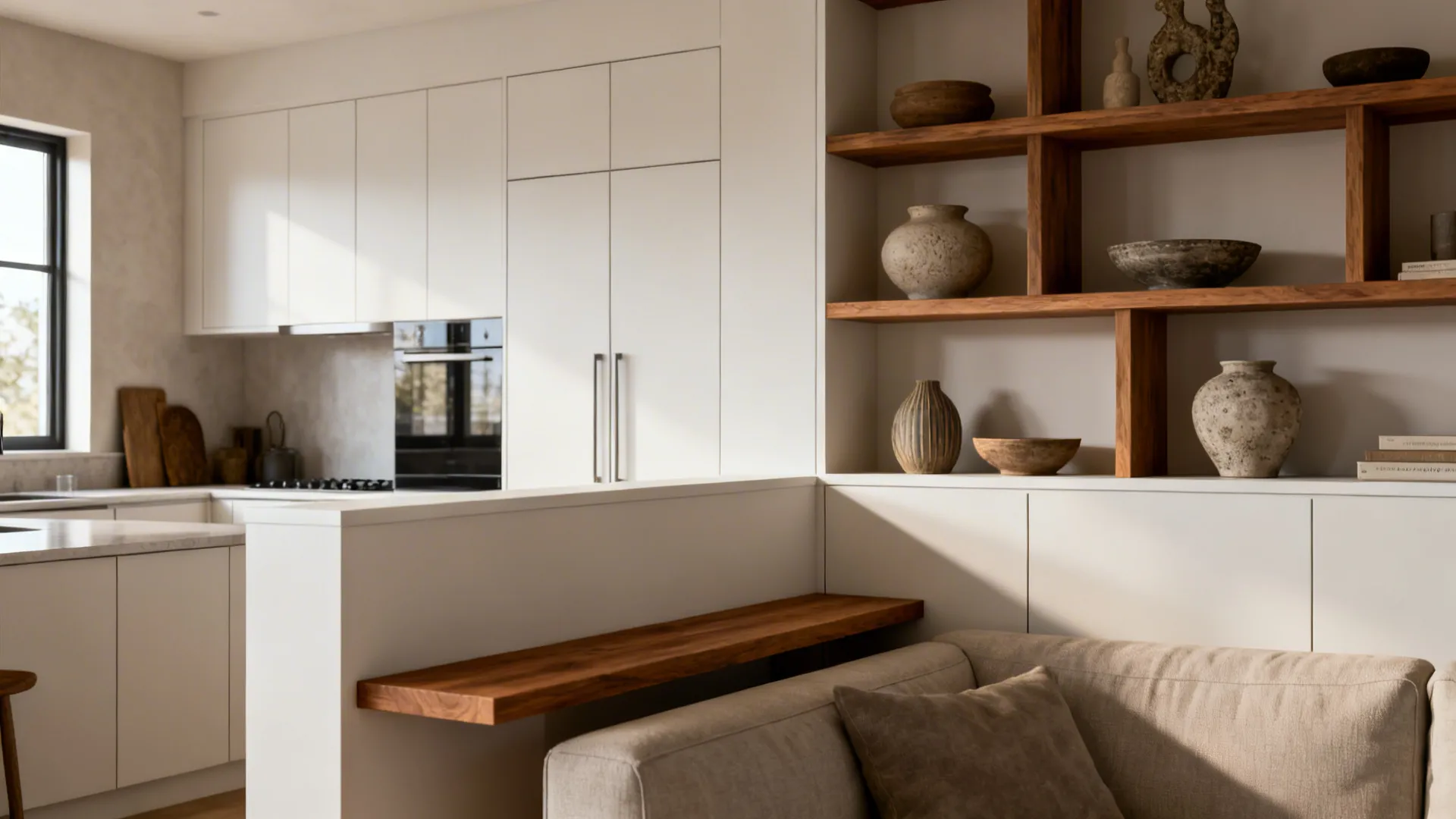 1. Half Wall with Integrated Storage