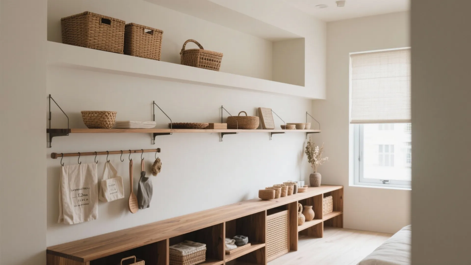 Tips 2: 小さな部屋は“壁半分”を収める（収納技巧）