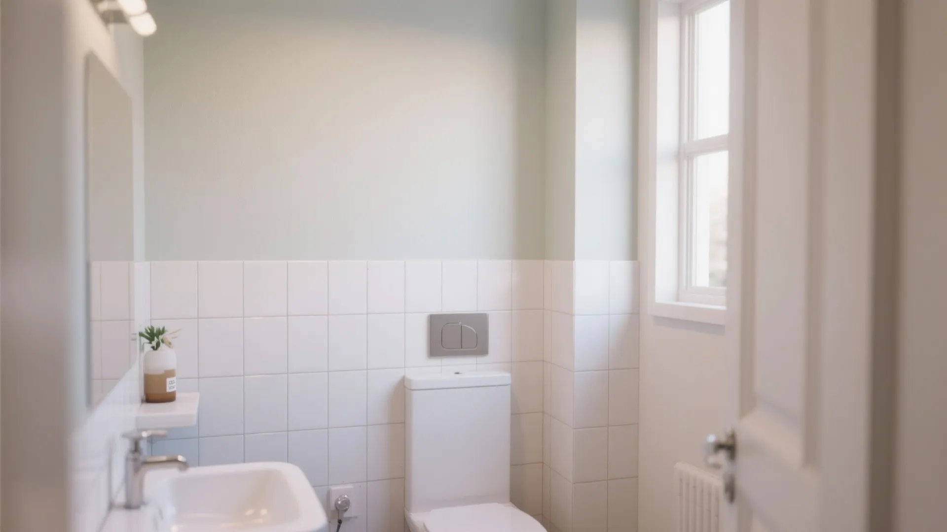 2. Half-Wall Tile with Paint Above