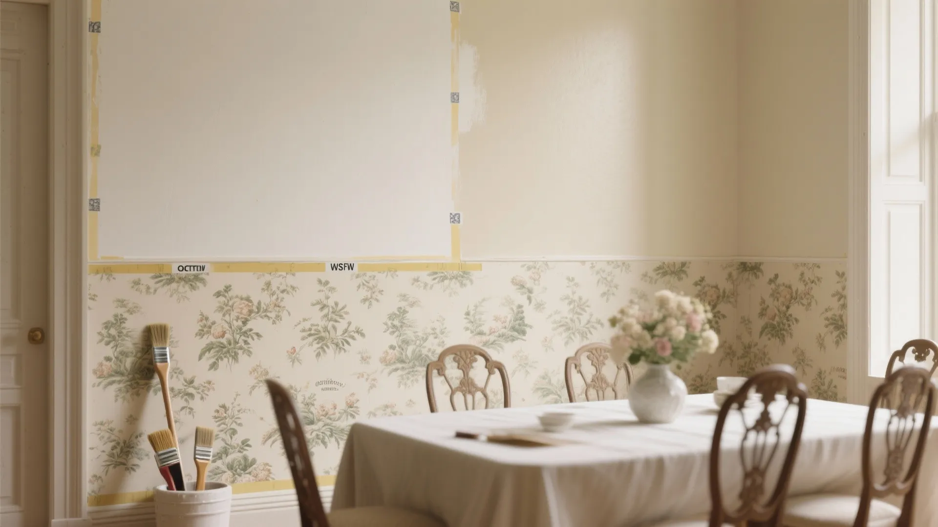 5. Half-Wall Wallpaper with Painted Top