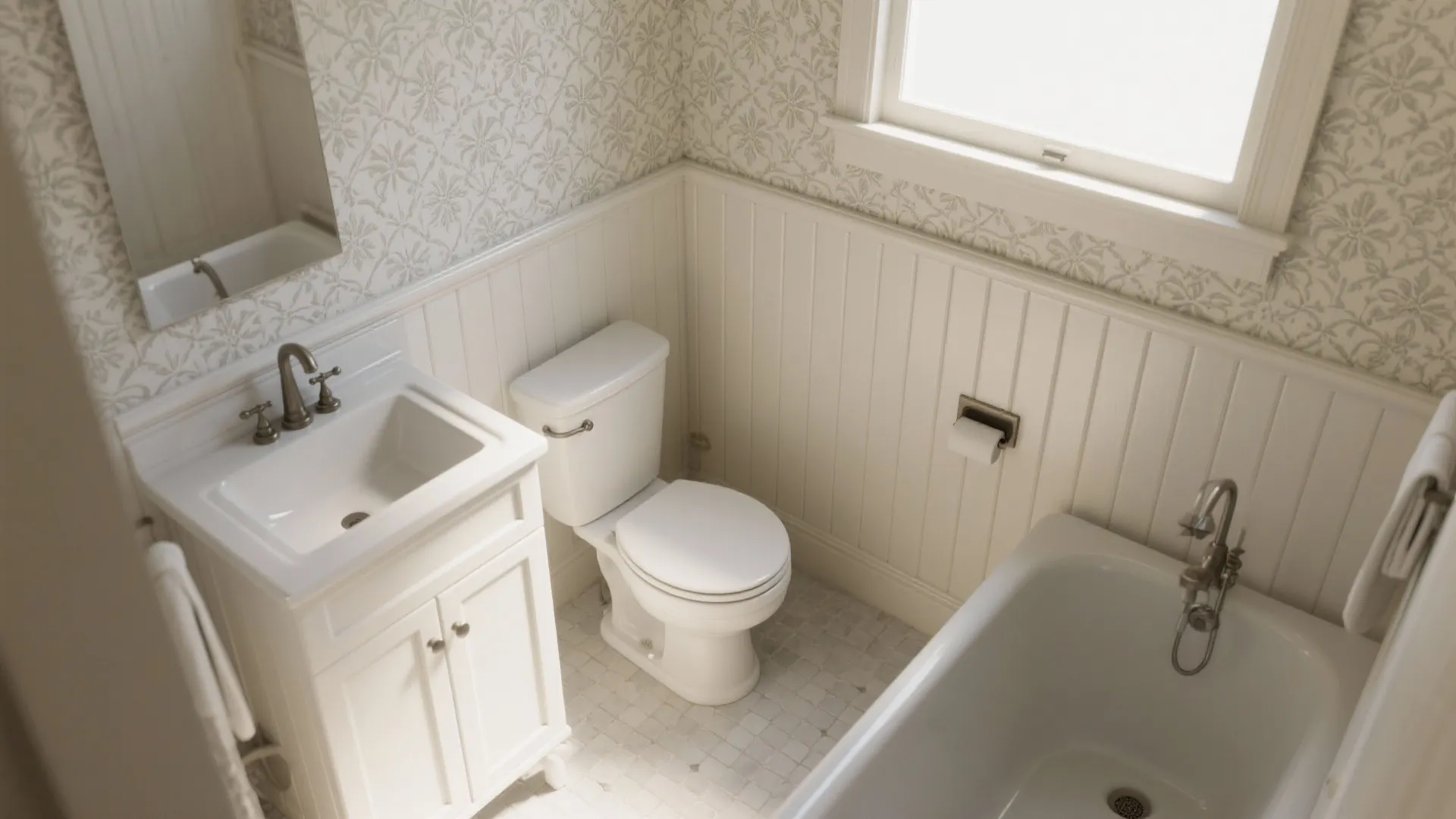 Half-Wall Strategy: Tile Below, Wallpaper Above