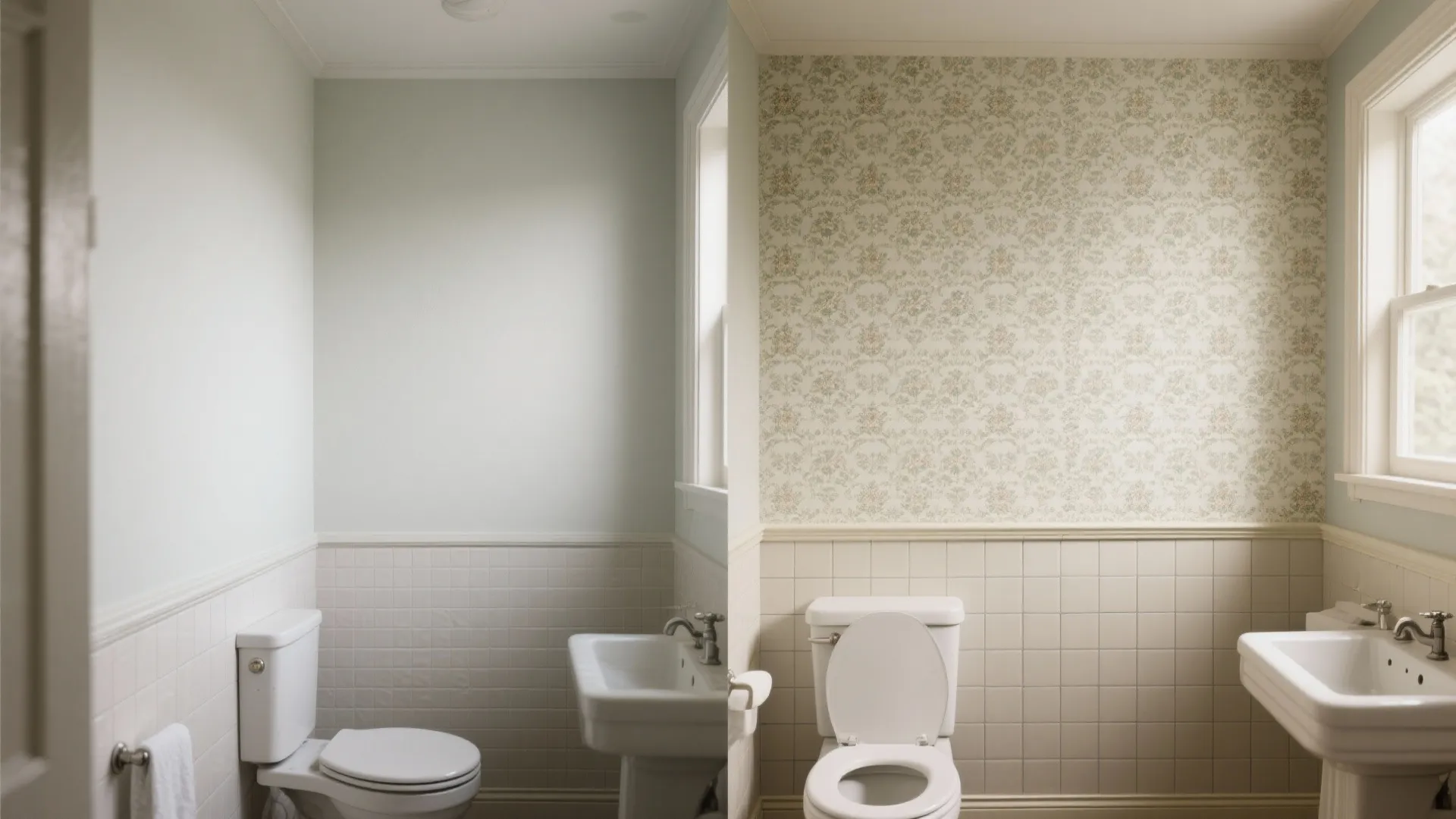 5. Half-wall patterned border with washable wallpaper