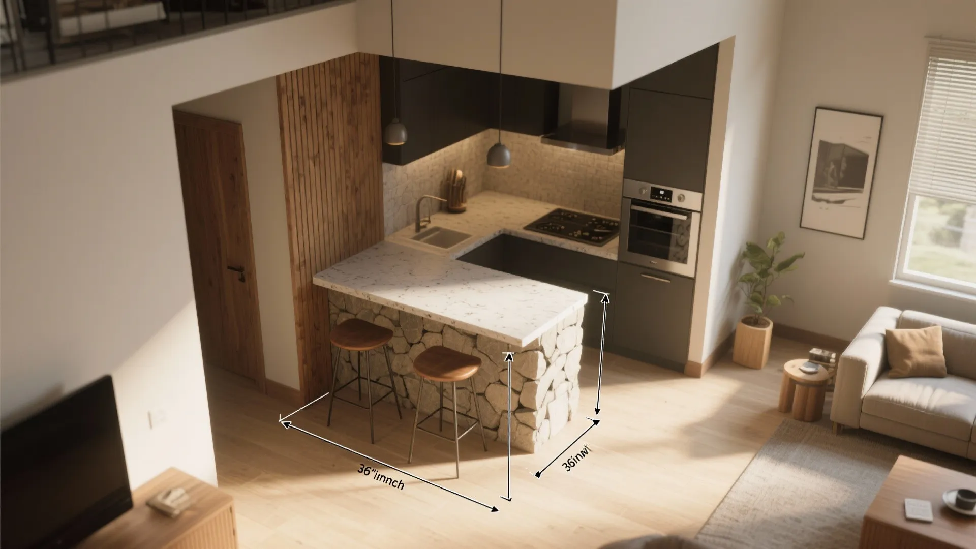 3. Half Wall with Counter-Height Bar