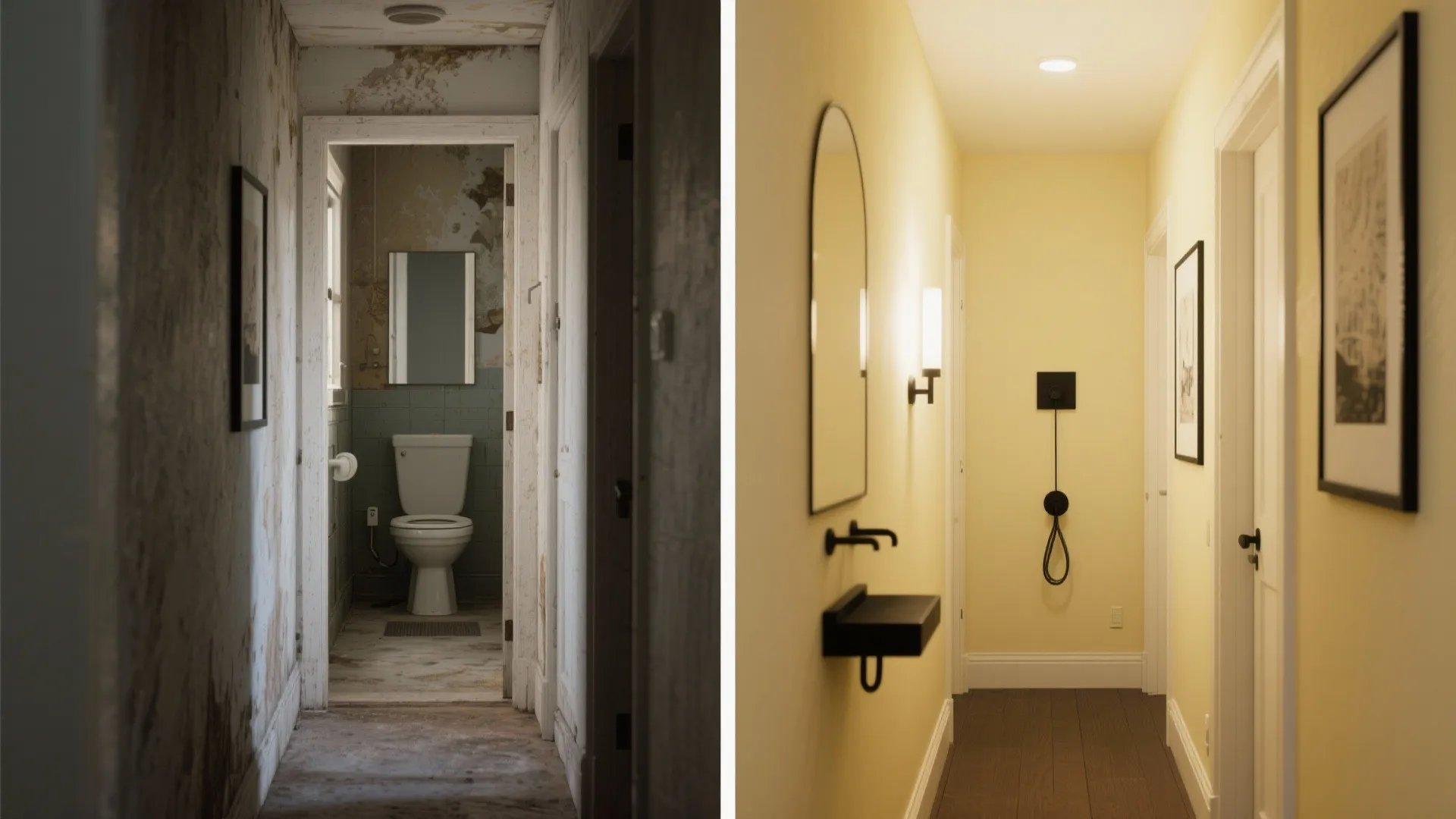 5. Subtle Yellow in Bathrooms and Hallways