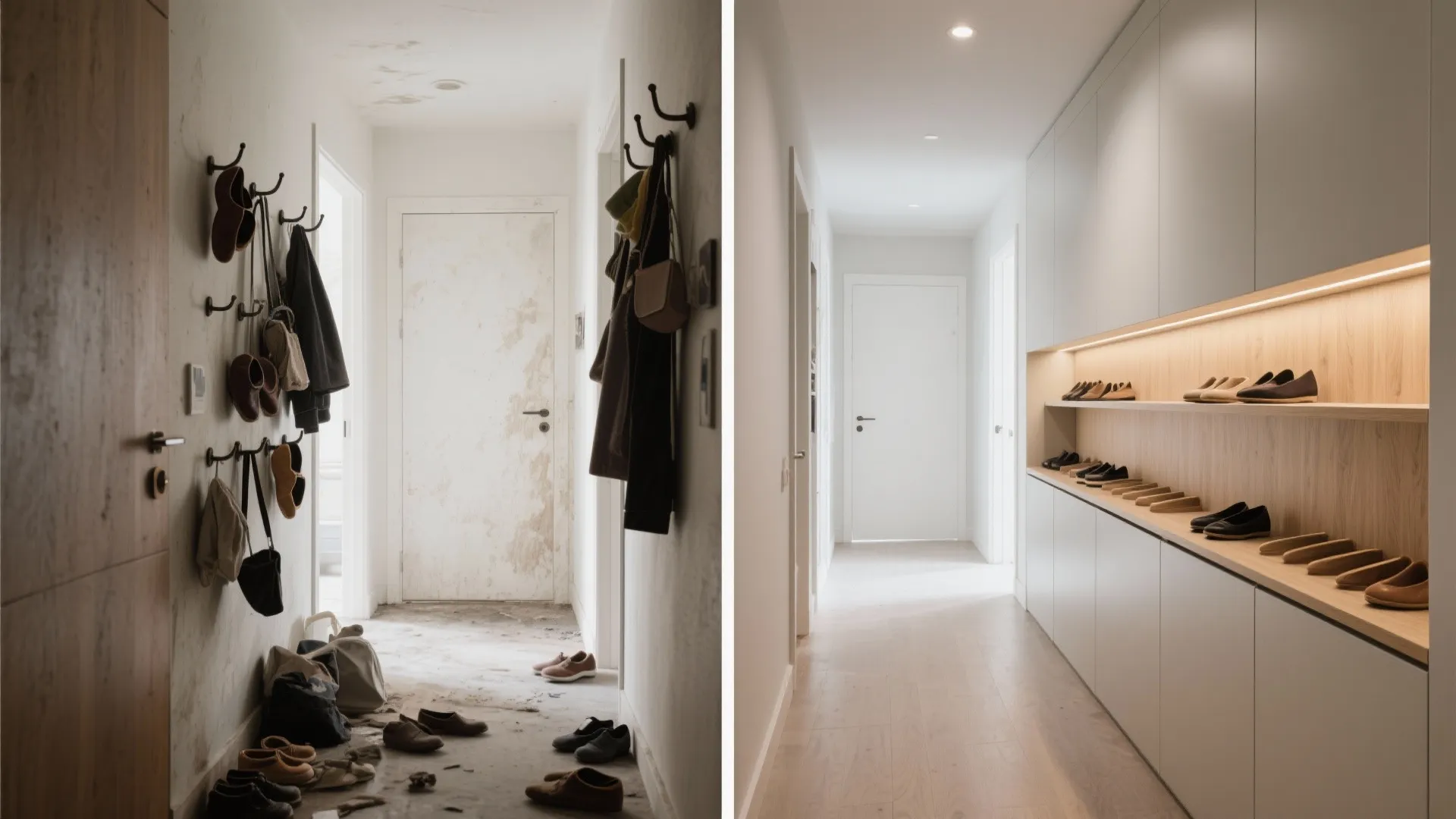 Built-in entry wall: slim storage, deep function