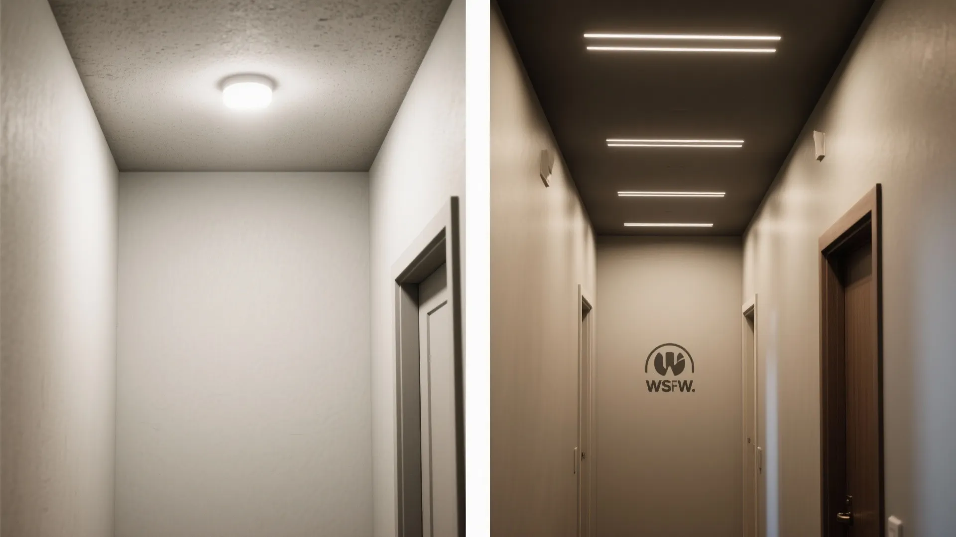 3) Painted ceiling zones and low-profile surface fixtures