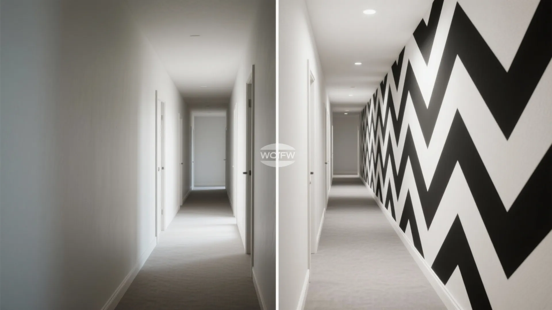 Monochrome Geometric Patterns for Tight Hallways