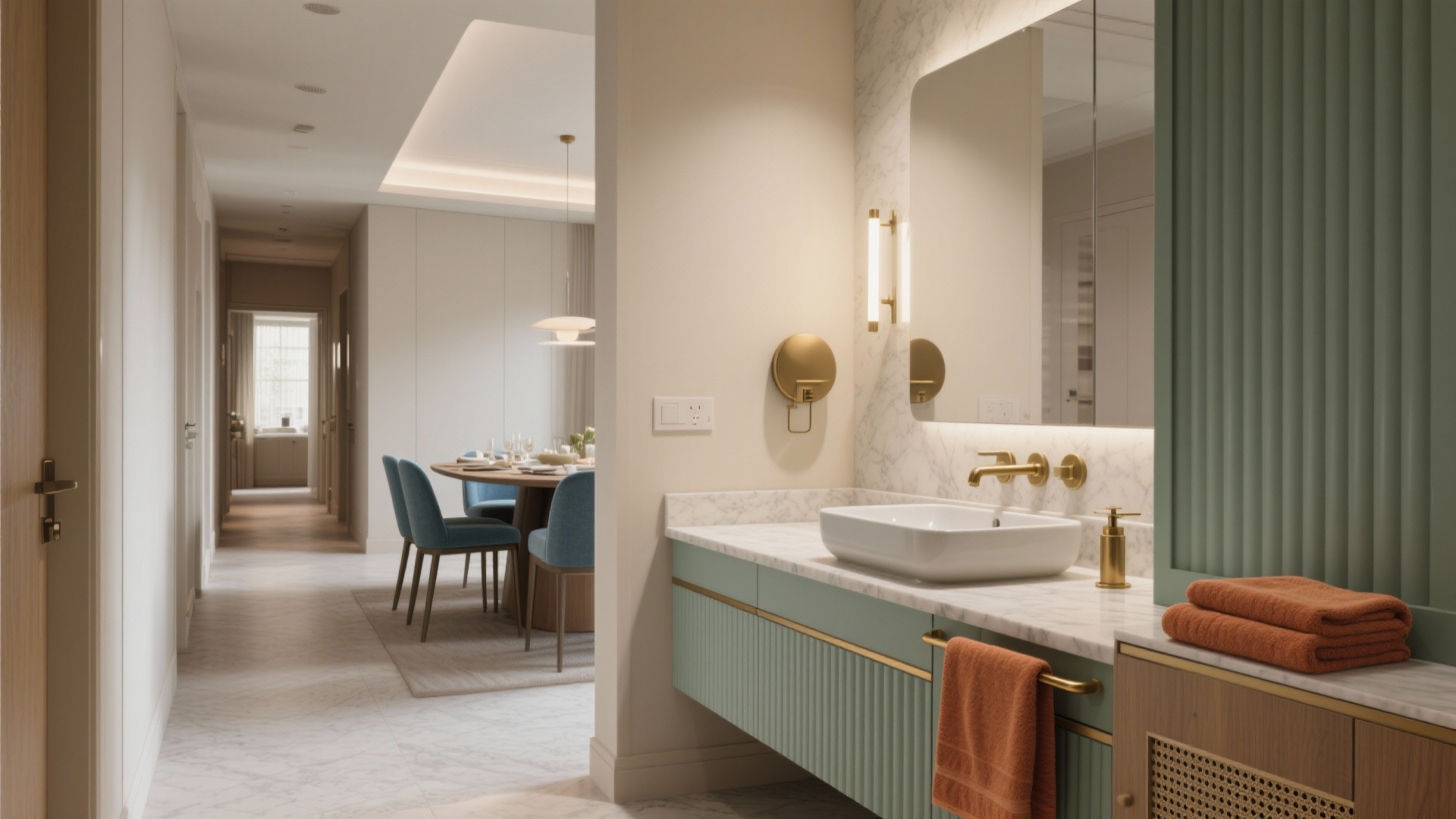 Hall Dining Wash Basin: Fix Awkward Hallway Placement