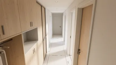 Modern Hallway Design with Wooden Storage Solutions