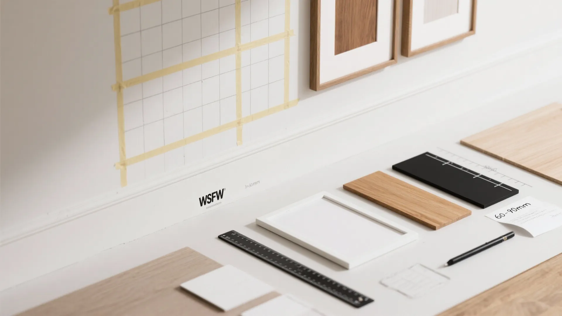 Curated frame arrangements: grids, ledges, and asymmetry