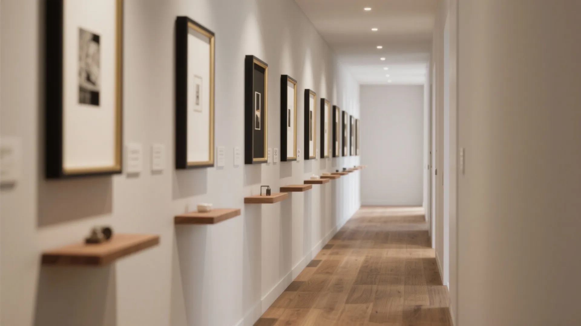 Wall-mounted gallery with smart spacing