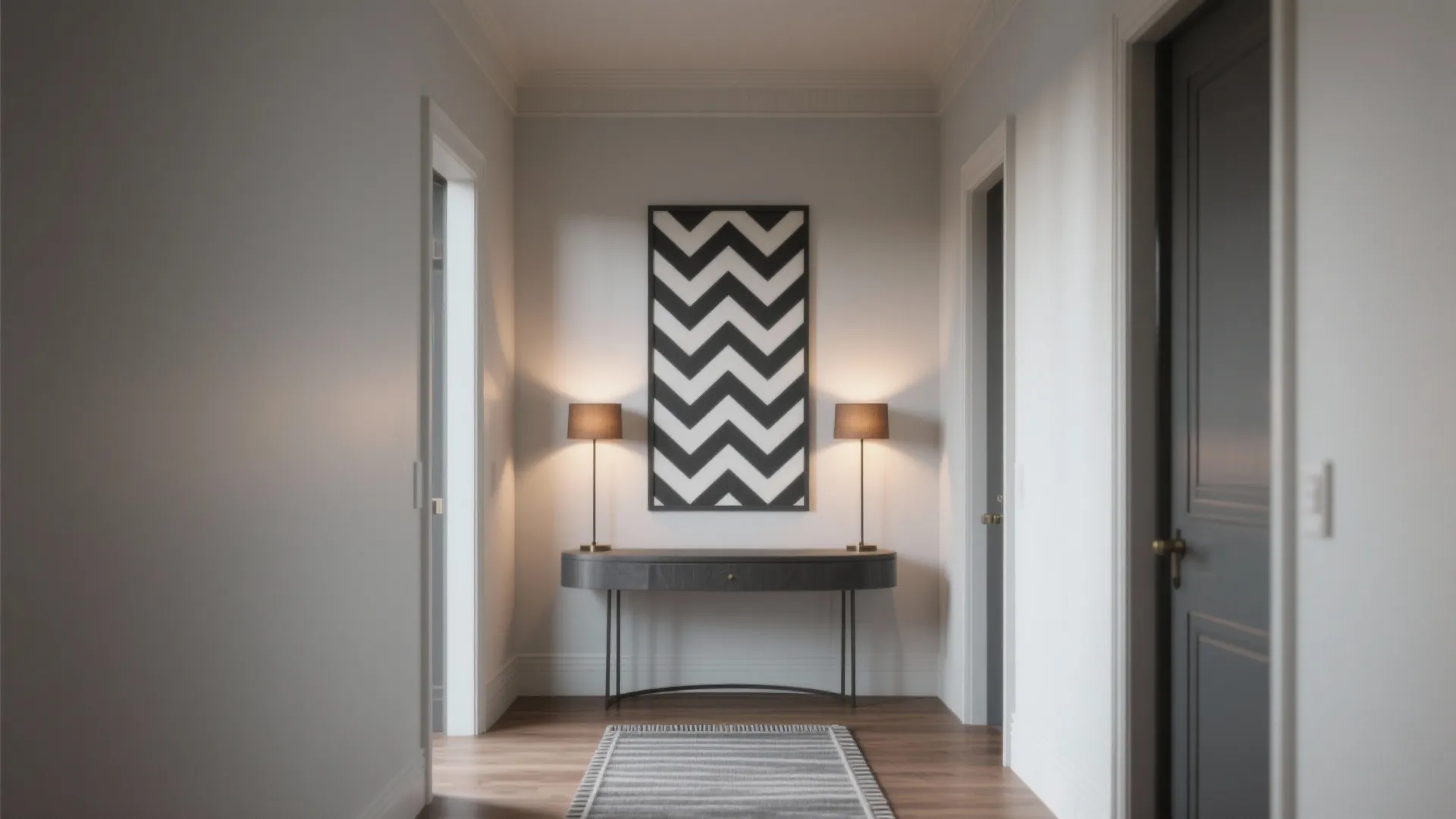 Monochrome Geometric Panels to Ground the Space