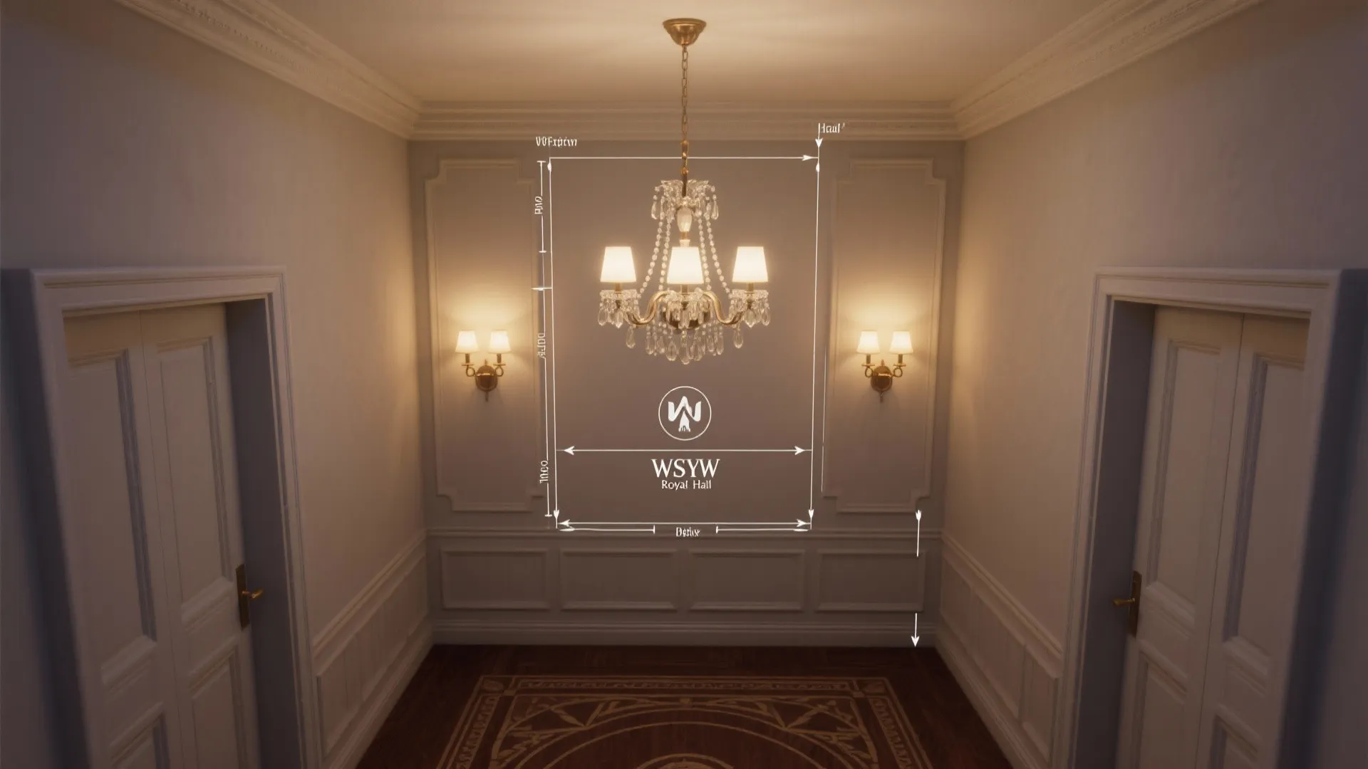 2) Statement chandelier scaled for small halls