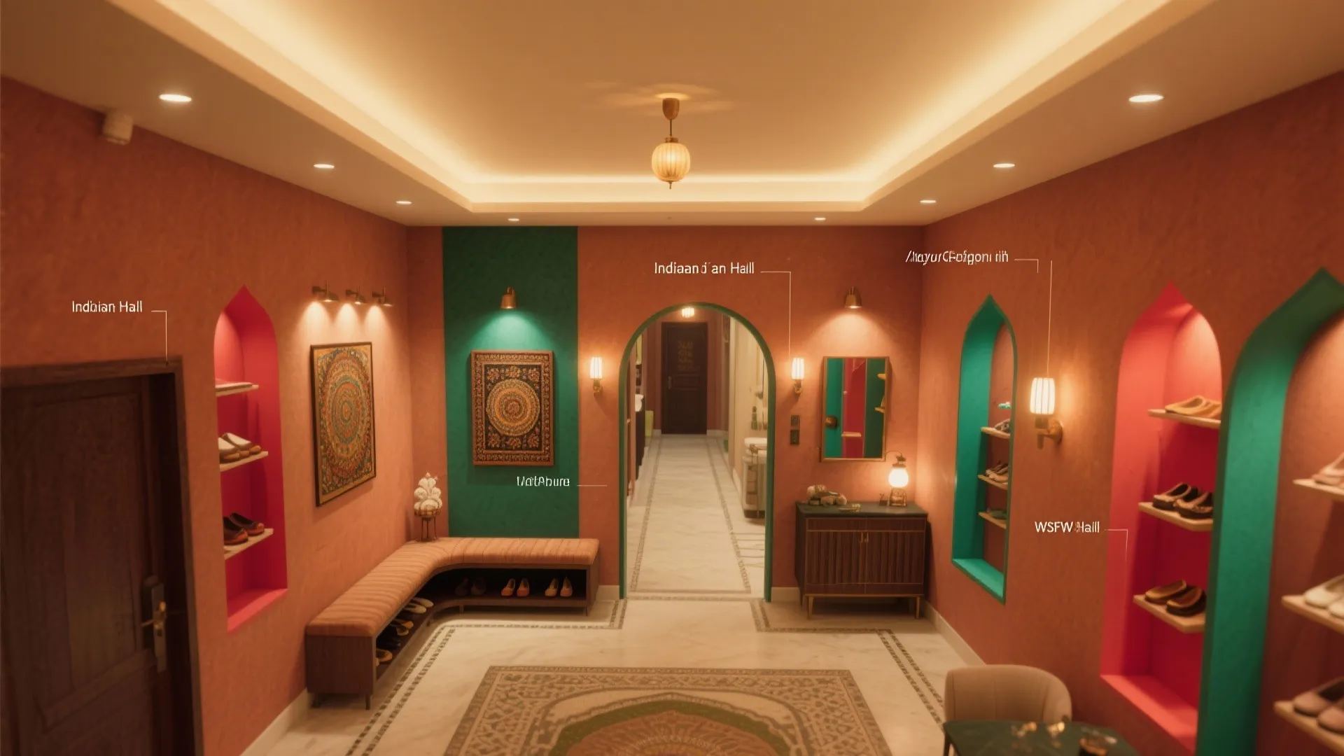 Layered Lighting and Color Psychology in the Hall