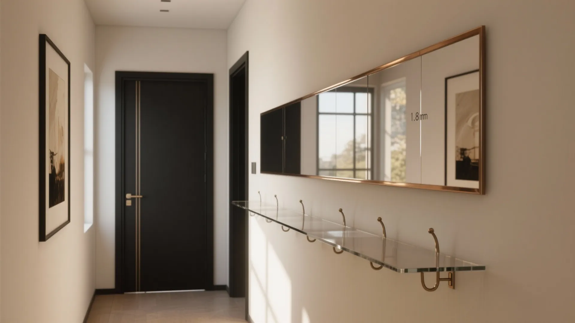 Mirrors and glass accents to stretch space