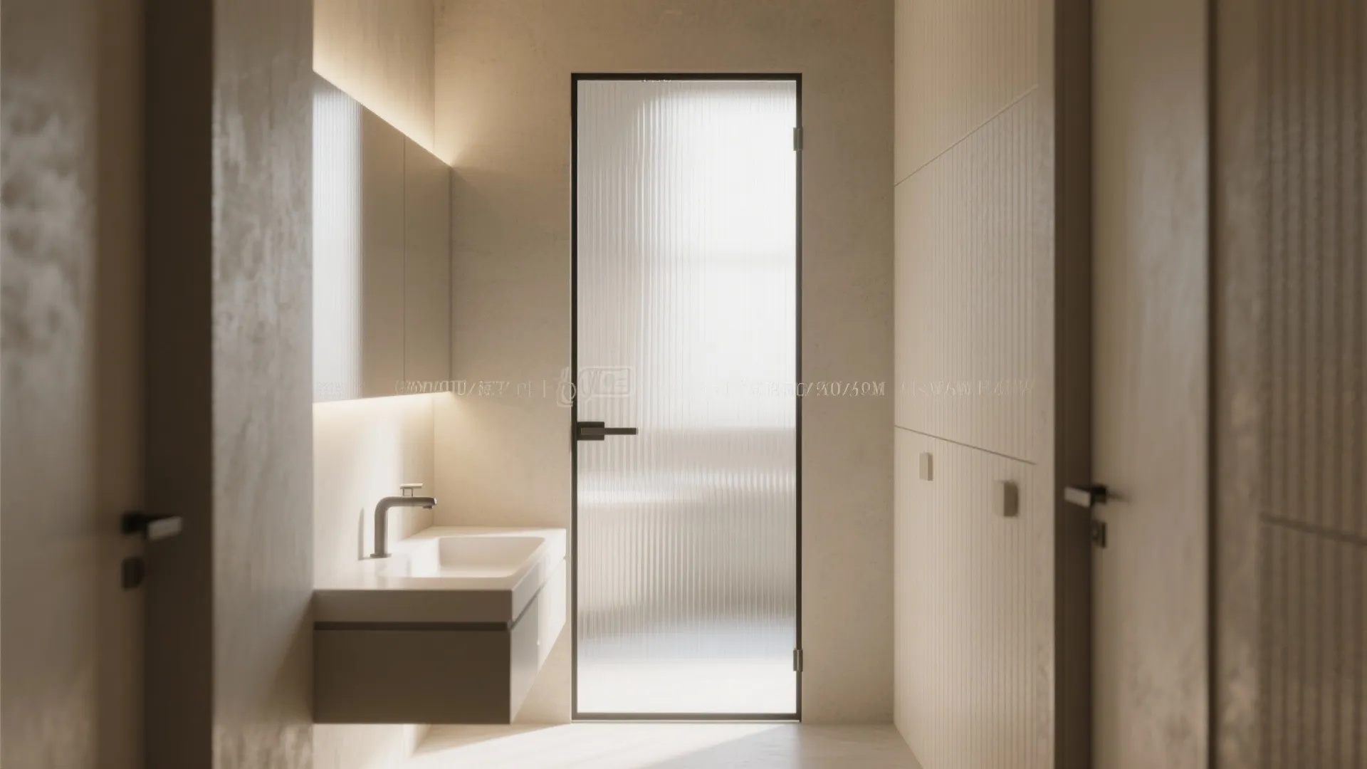 4) Hall Niche with Half-Height Partition and Pocket Door