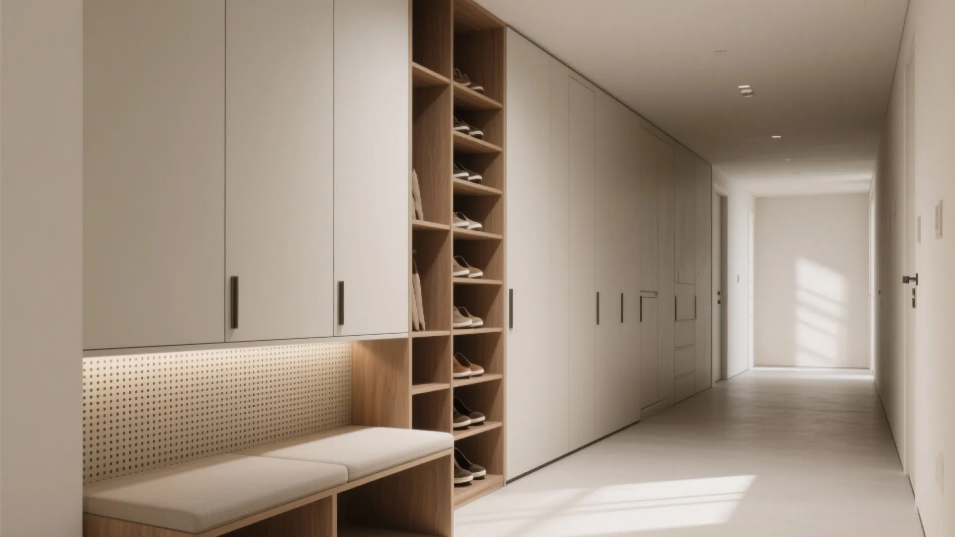 Minimalist Hall Storage Wall