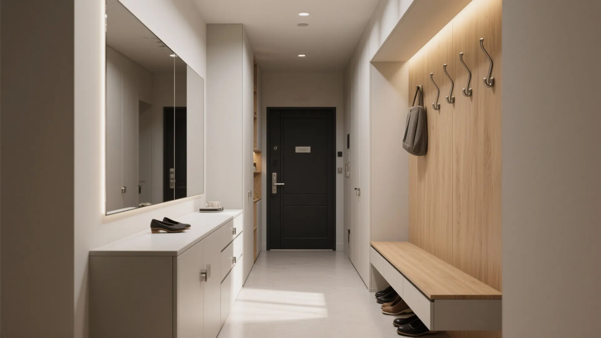 Minimalist Hall Storage and Circulation