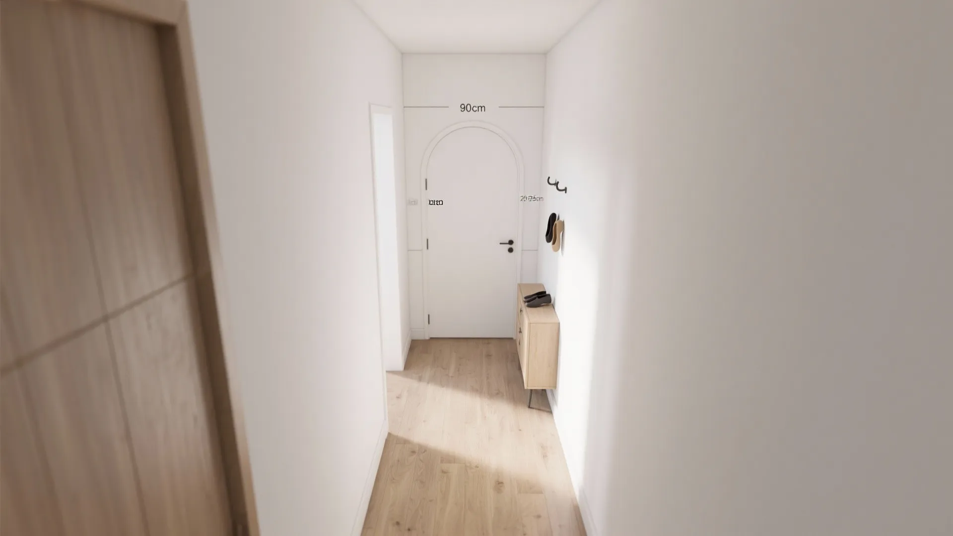 4) Wall Hooks + Narrow Shoe Tower