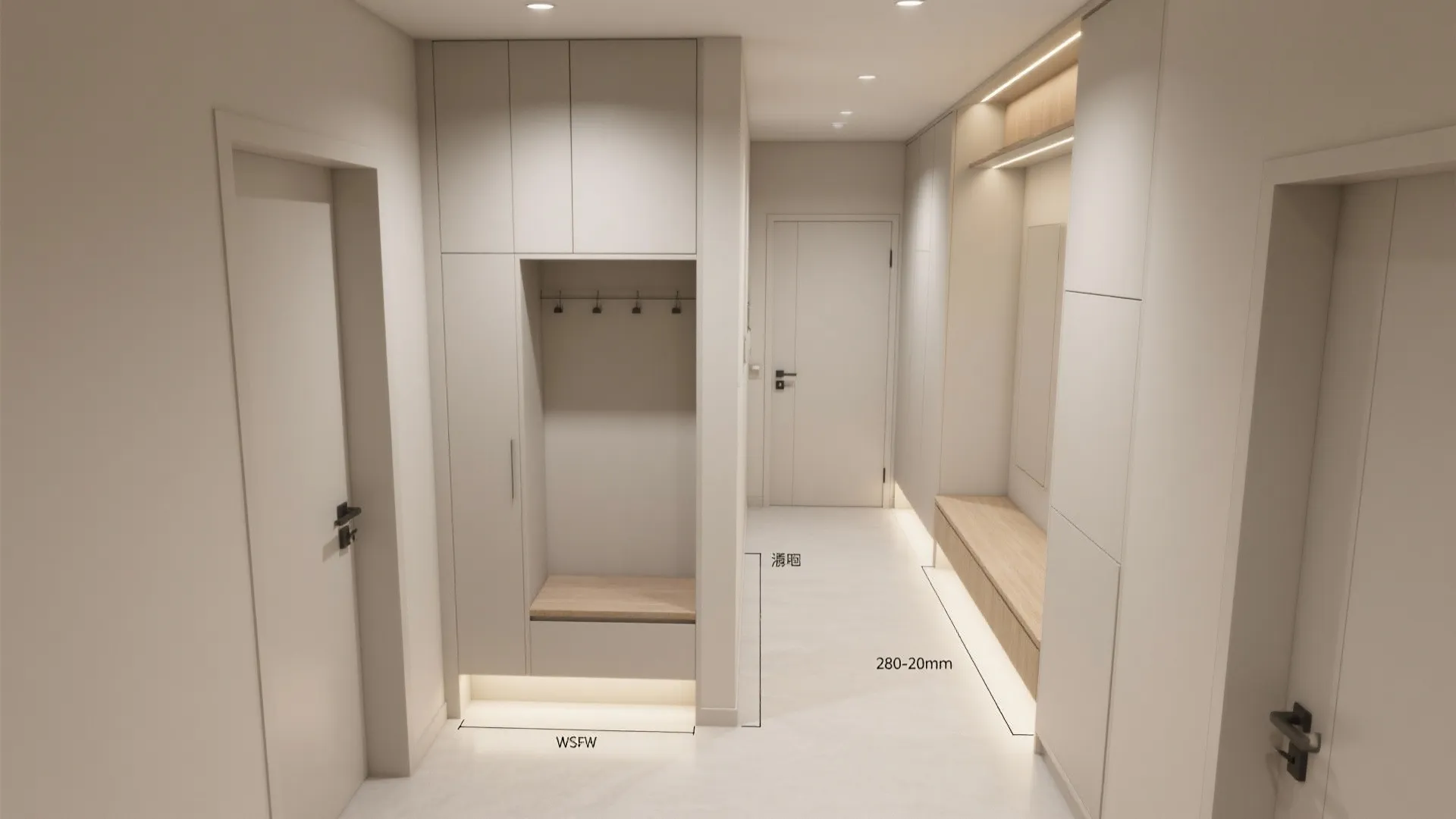 3) Built-In Storage with Flush Lines