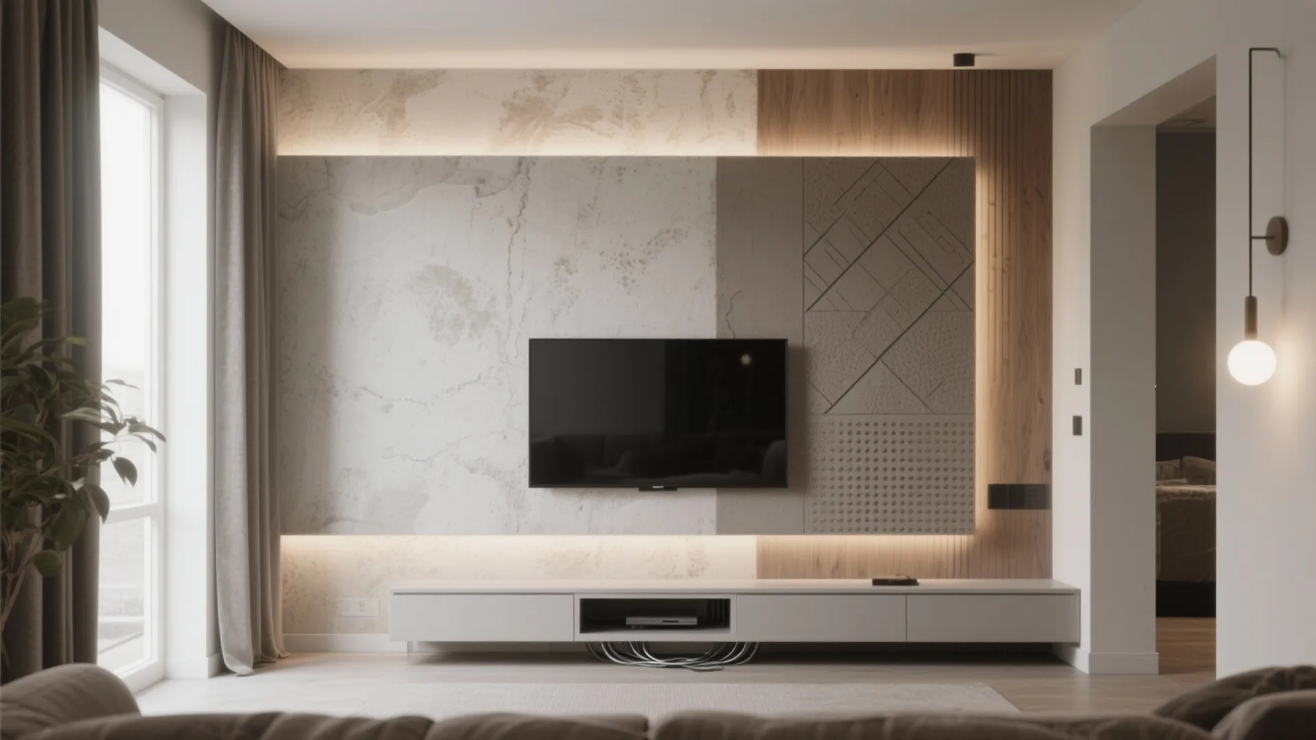 5 hall texture paint designs for TV wall: Small-space smart: my 5 hall texture paint ideas for a TV wall that elevate style and function
