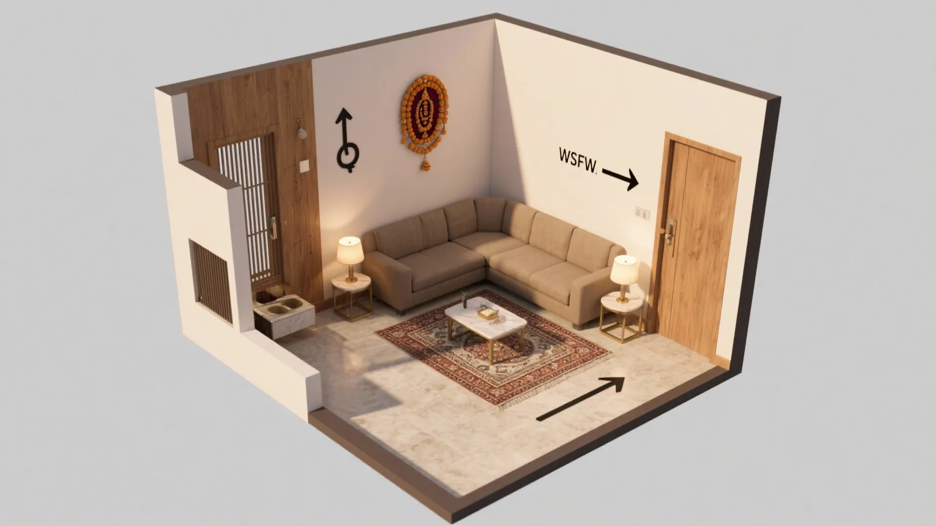 L-shaped seating and smart zoning