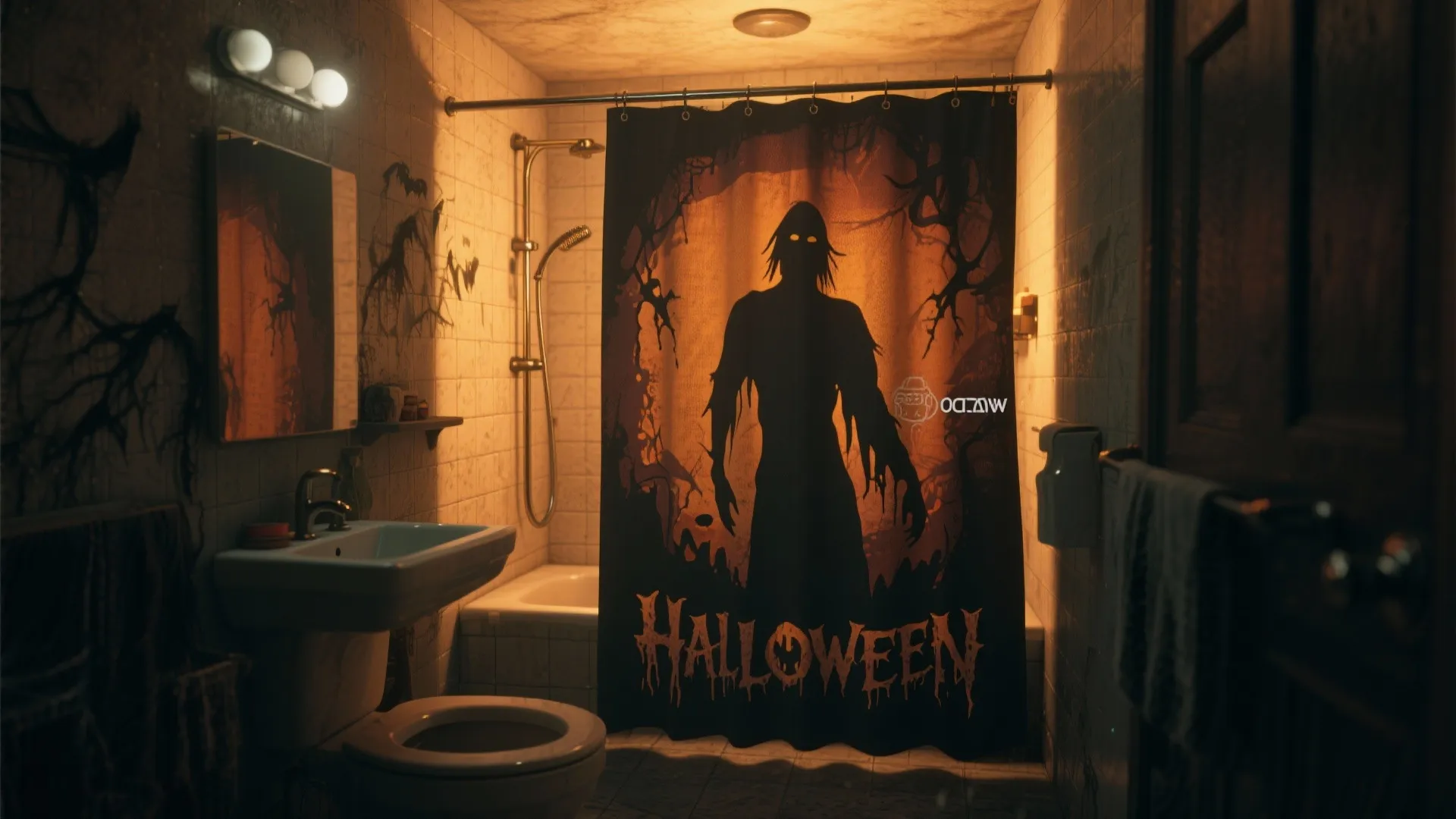 4. Halloween Shower Curtain