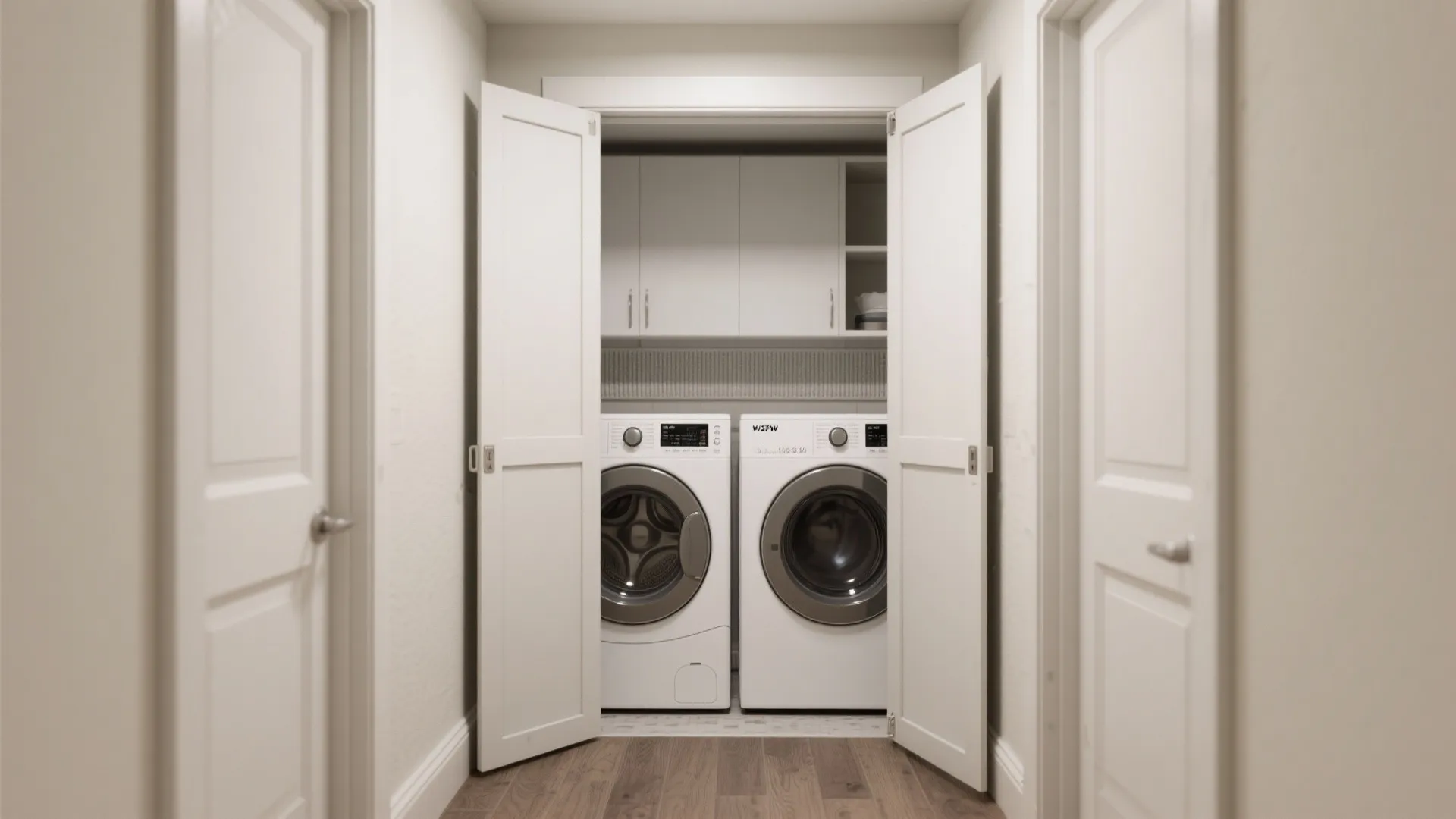Hallway Laundry Niche With Bi-Fold Panels
