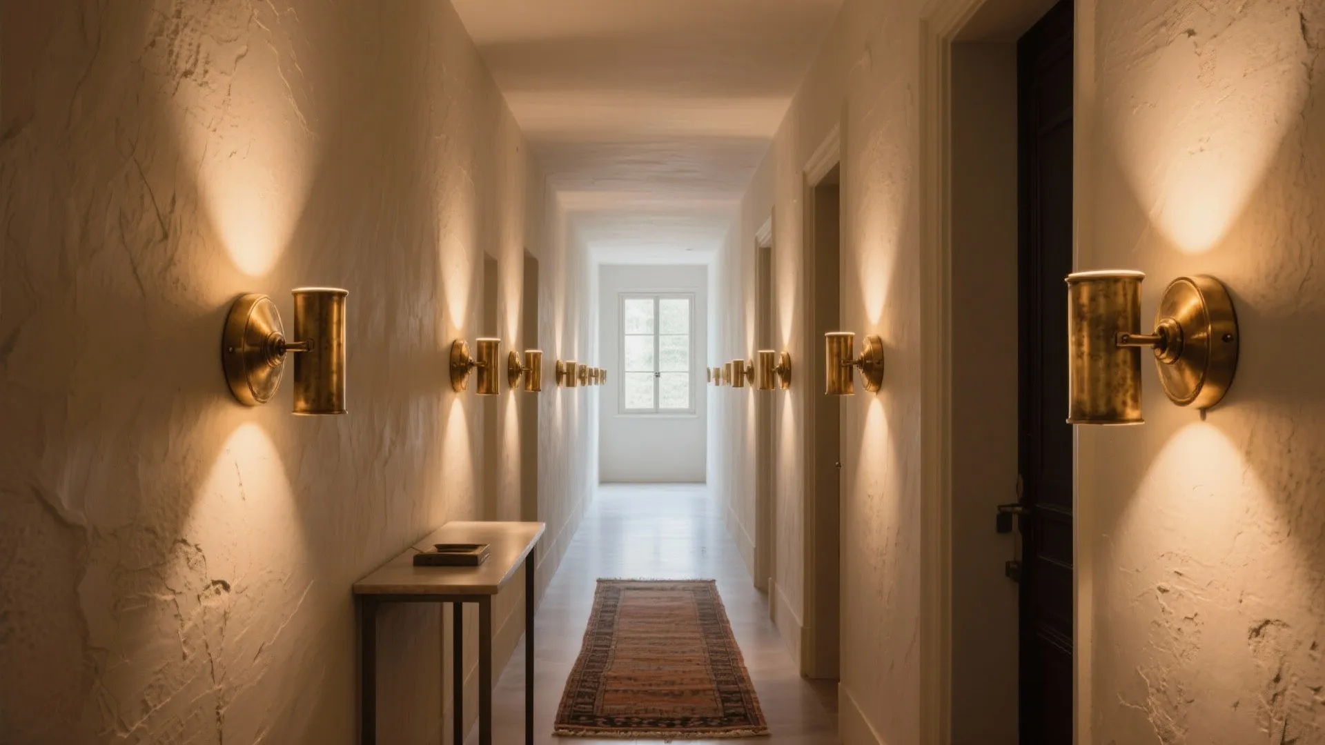 2. Layered Lighting in a Narrow Hallway