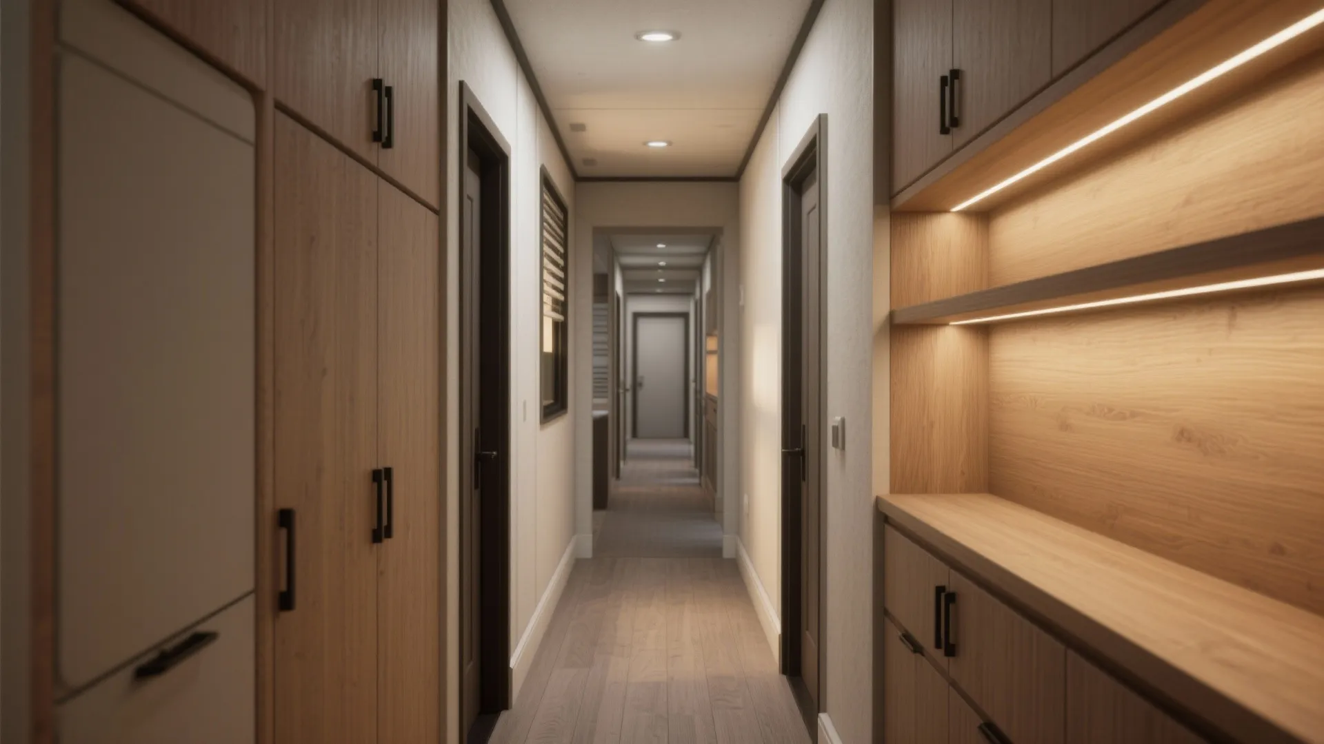 2. Built-In Storage Along Hallways