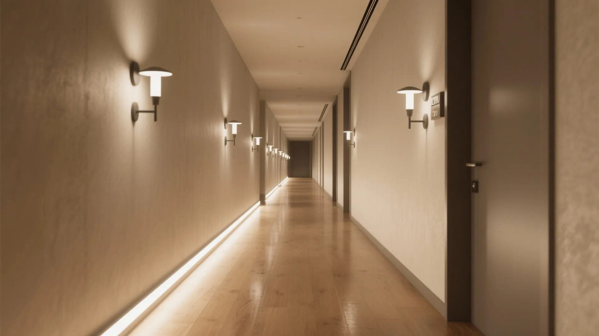 Urban lane lighting for narrow hallways