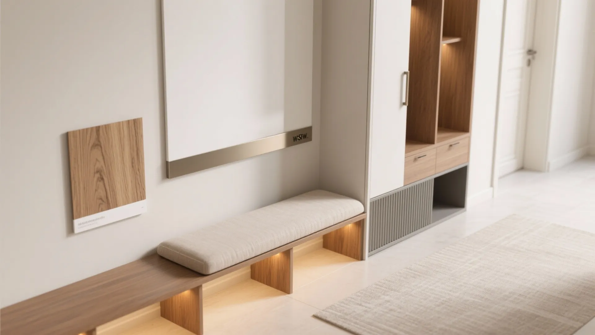 Hidden bench + cabinet combo for entry routines