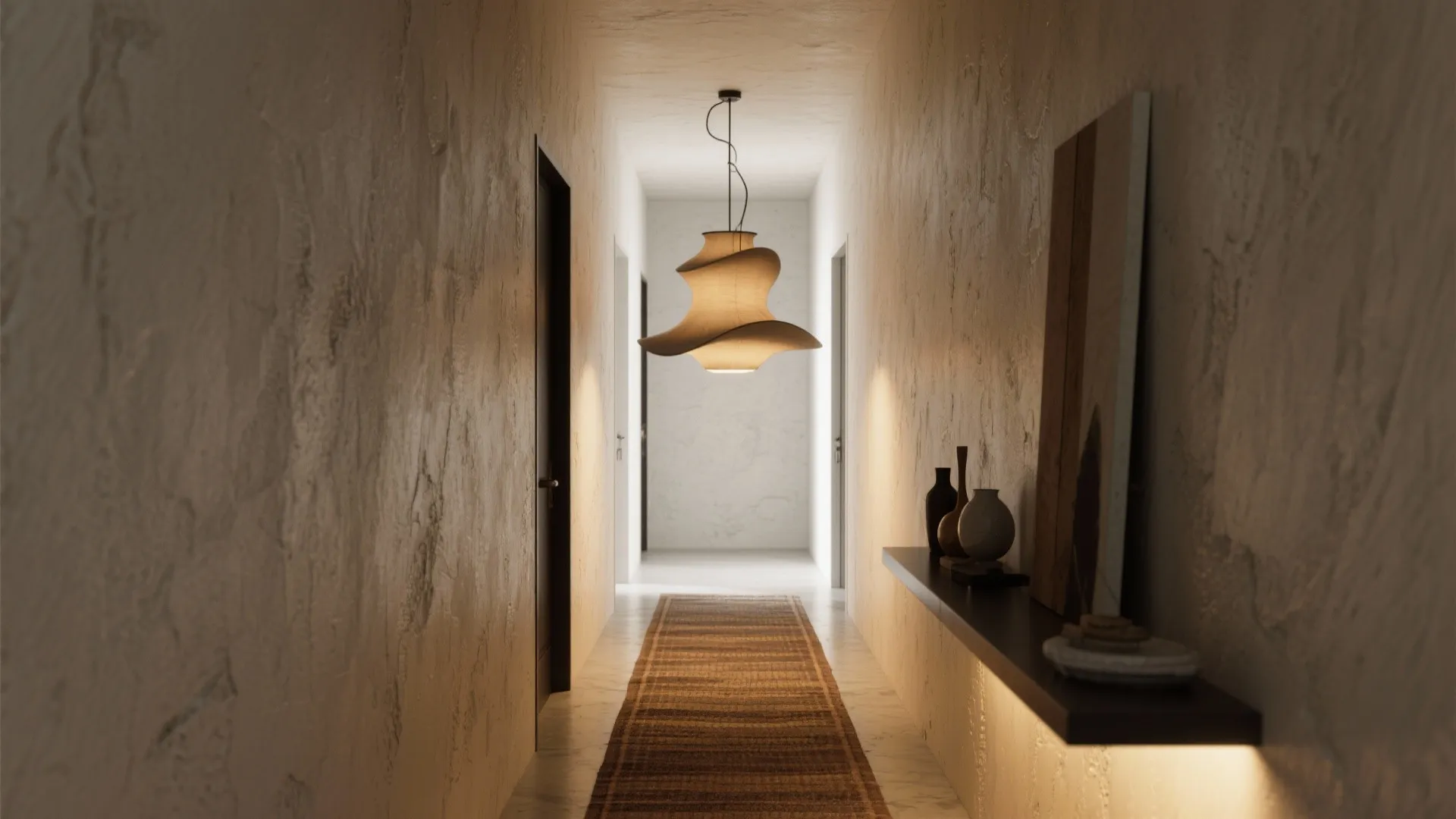 4. Statement shade as focal point in a hallway