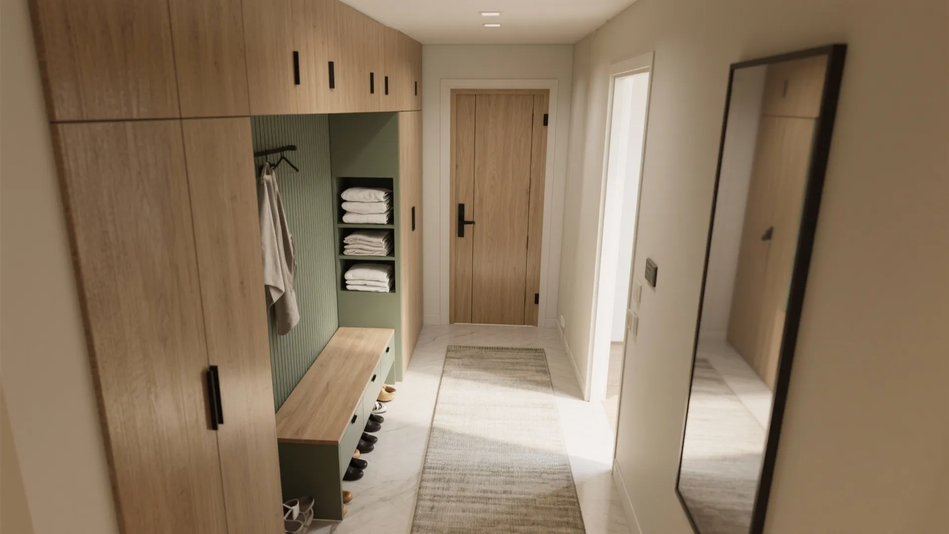 Circulation-first storage: hallways that work as rooms