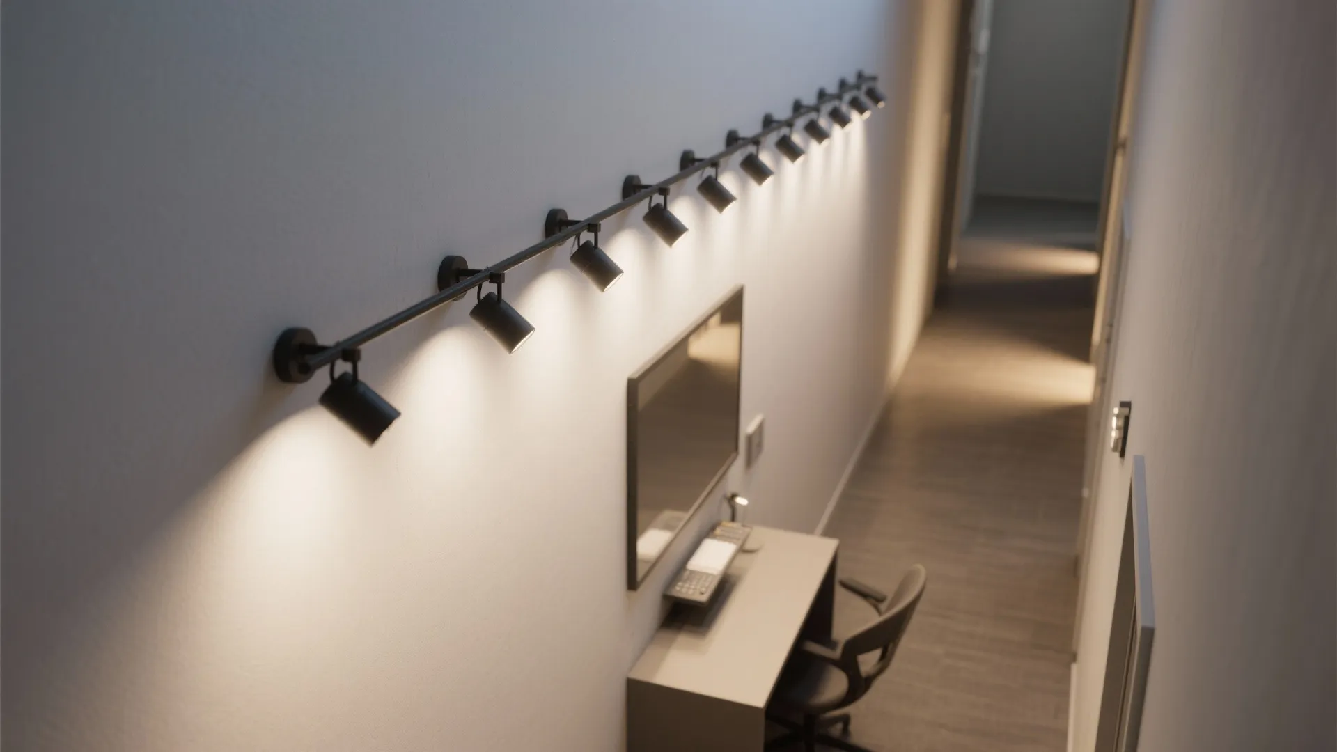 Mixed beam track for hallways and narrow rooms