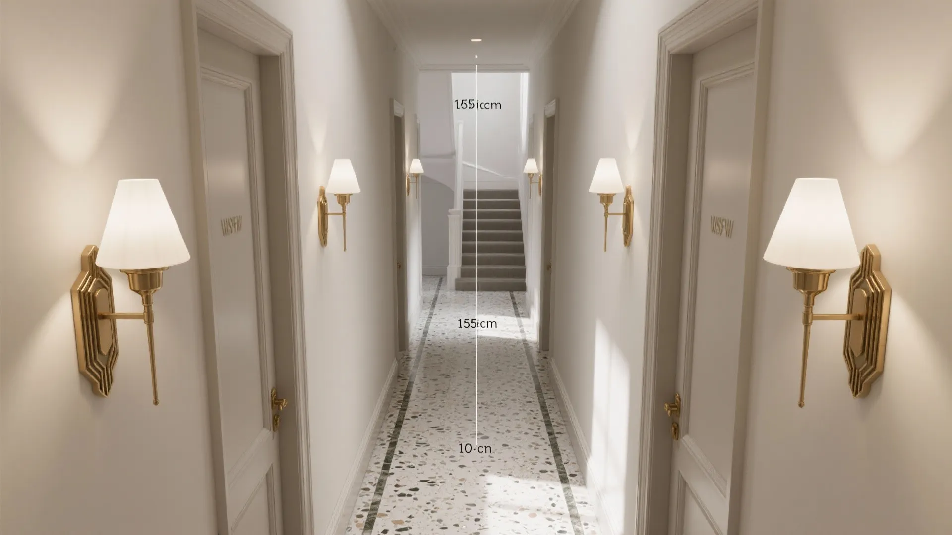 Art Deco Brass Sconces for Narrow Hallways