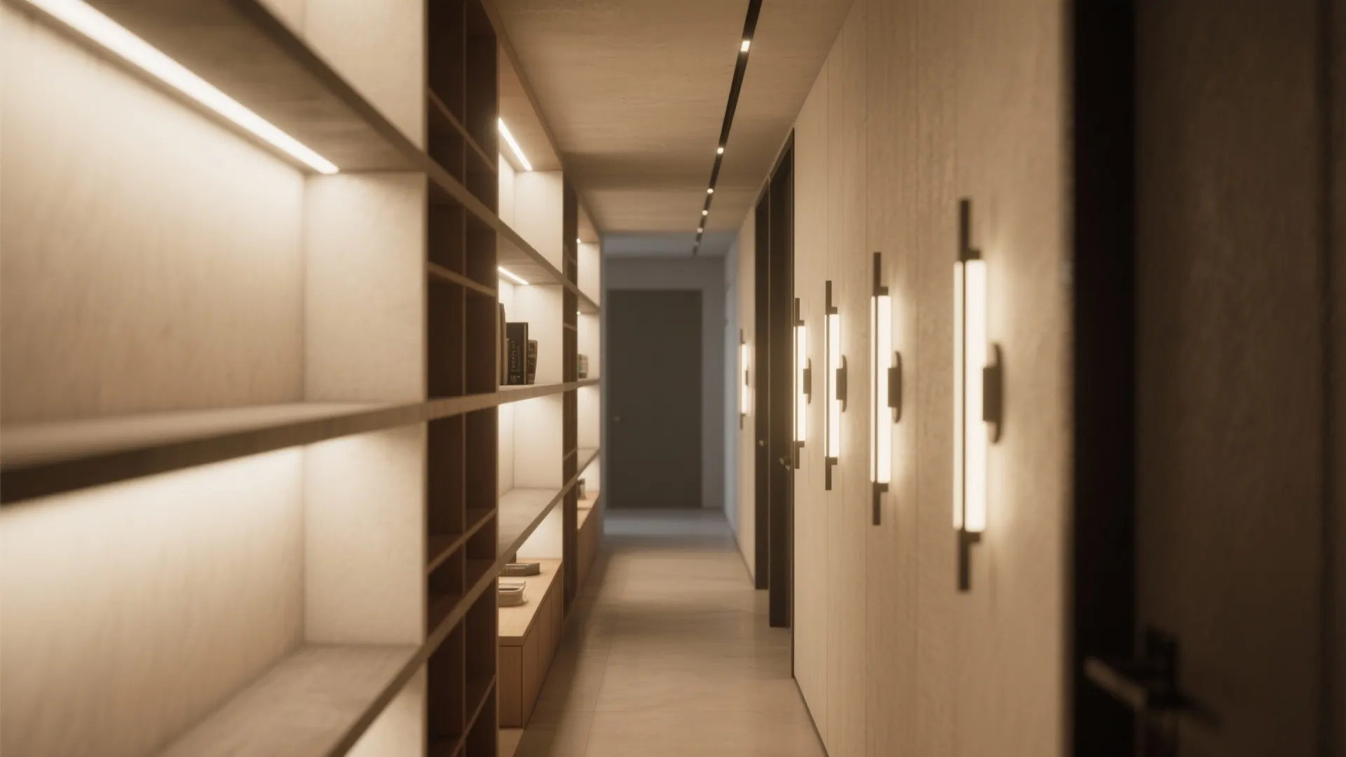 3. Accent vertical storage and narrow hallways