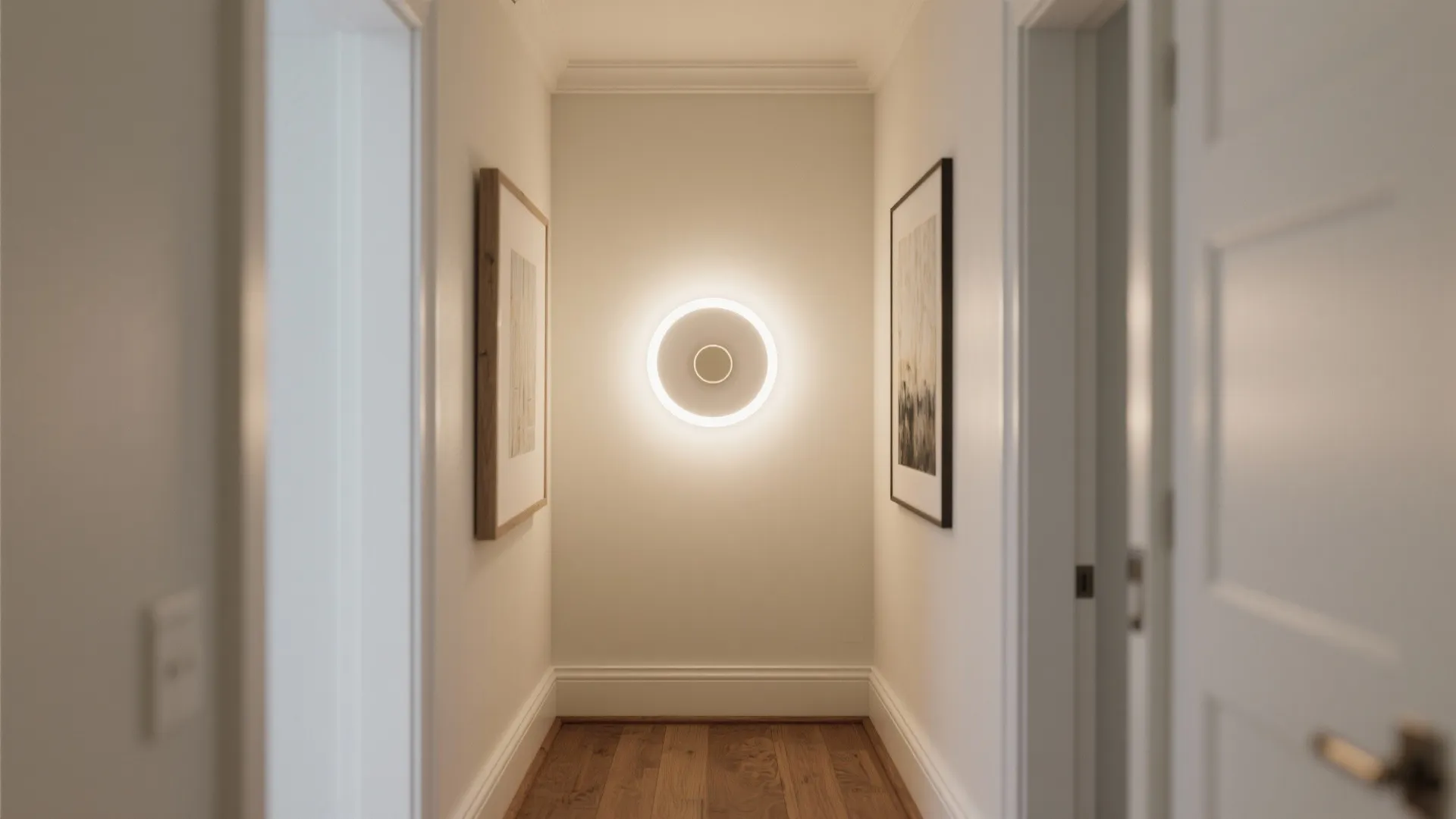 3) Halo and Backlit Round Fixtures for Ambient Glow