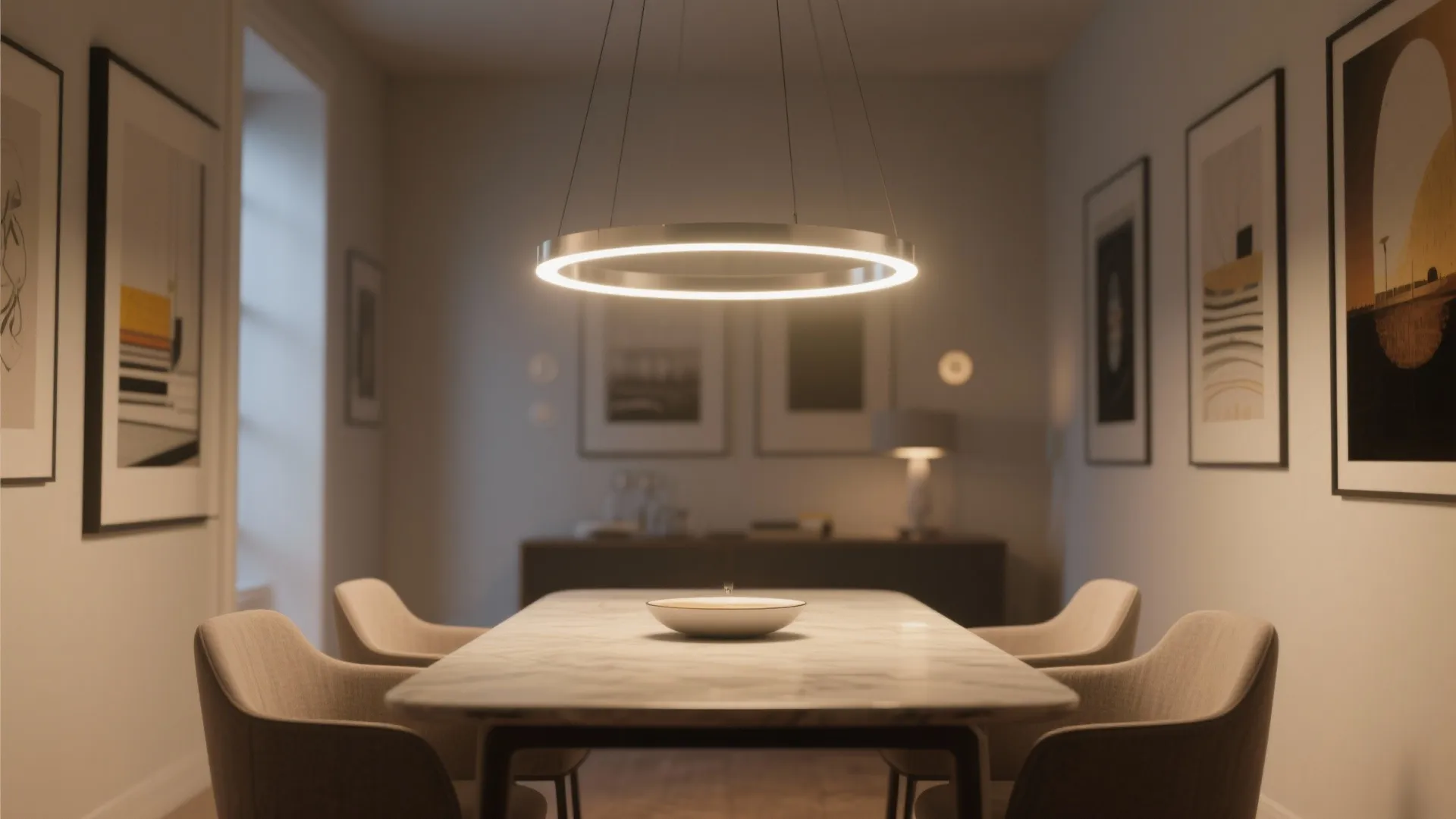 3) Slim Profile LED Chandeliers (The “Halo” Effect)
